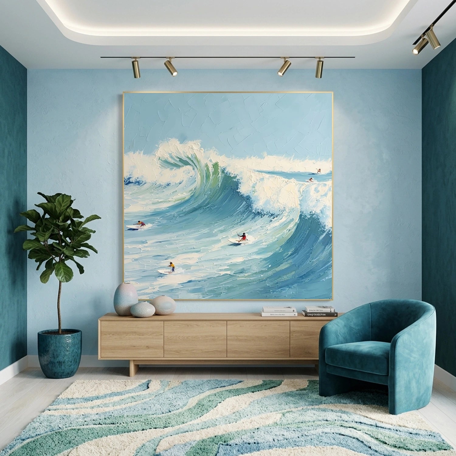 Surfing Sports Textured Wall Art #SC020