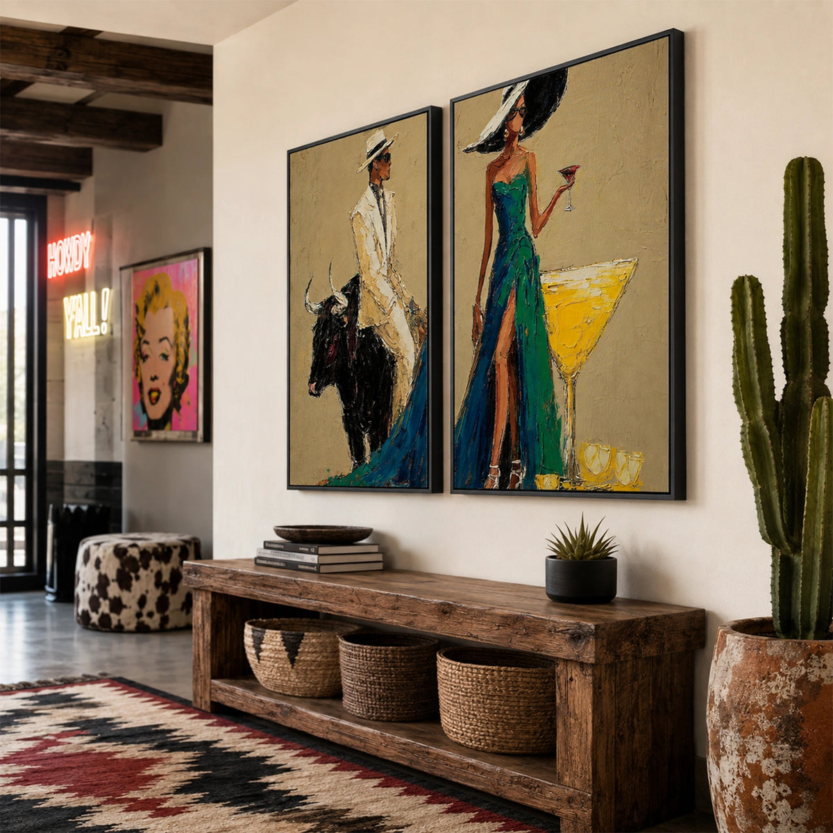 Western Cowboy Wall Art Set of 2 #AC044