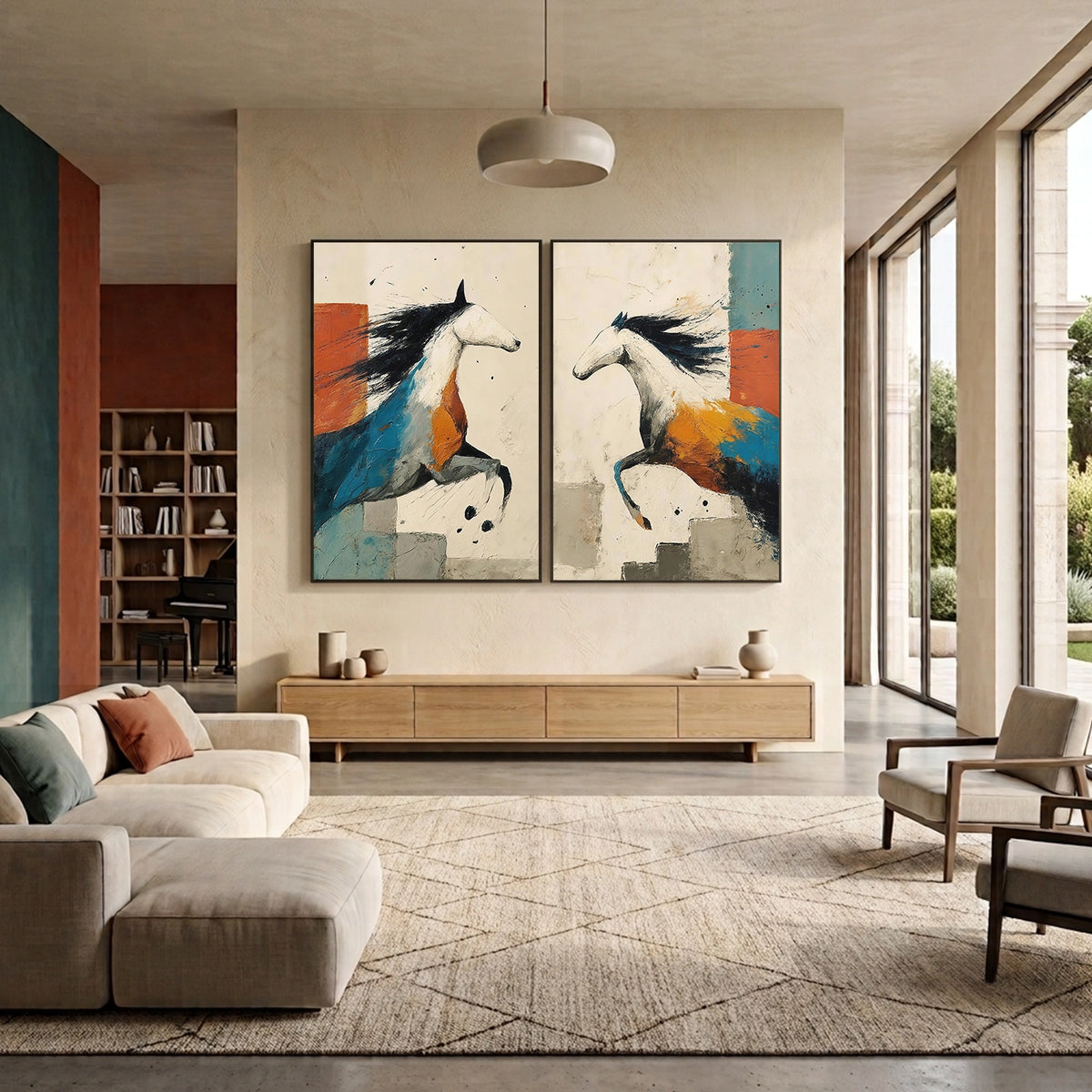 Abstract Animal Horse Wall Art Set of 2 #AN044