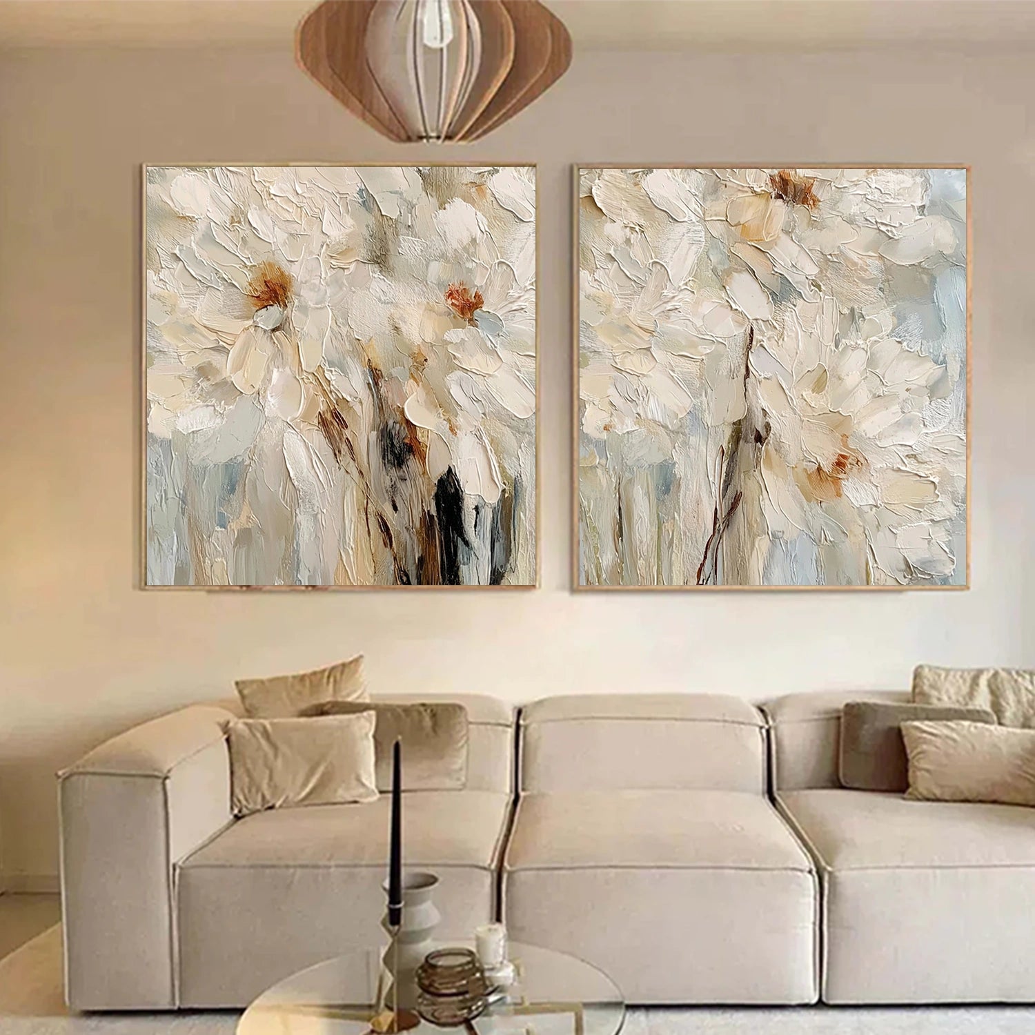 Abstract Flower And Tree Textured Wall Art Set of 2 #FT031