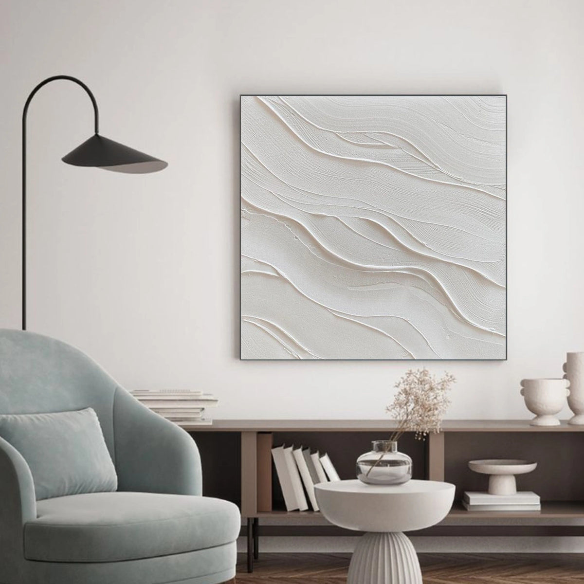 White Minimalist Textured Wall Art #MW036