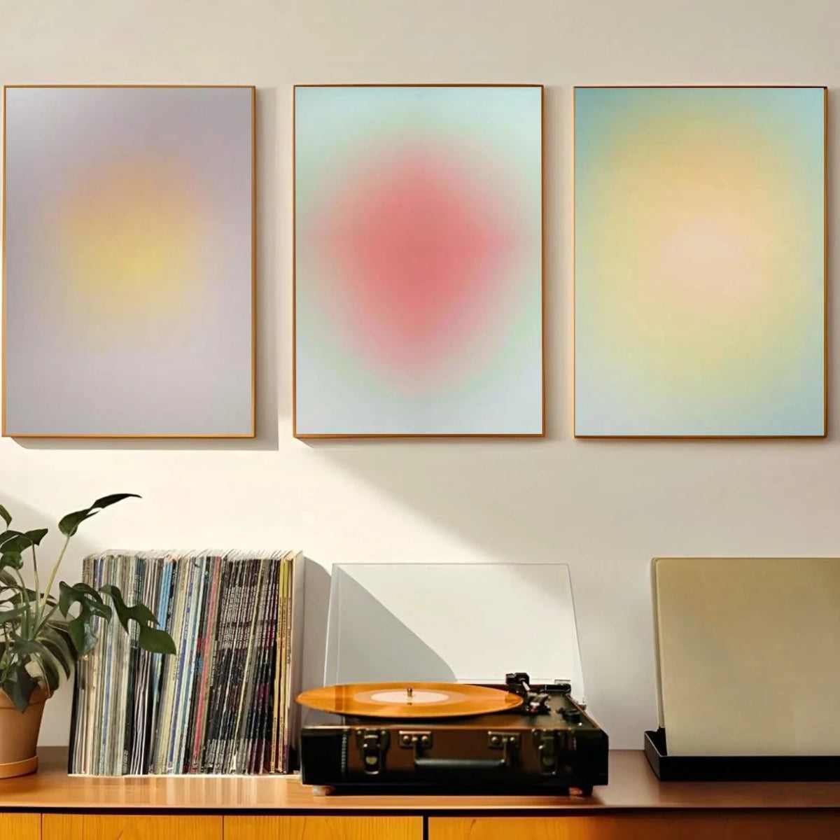 Green and Yellow Minimalist Wall Art Set of 3 #MW010