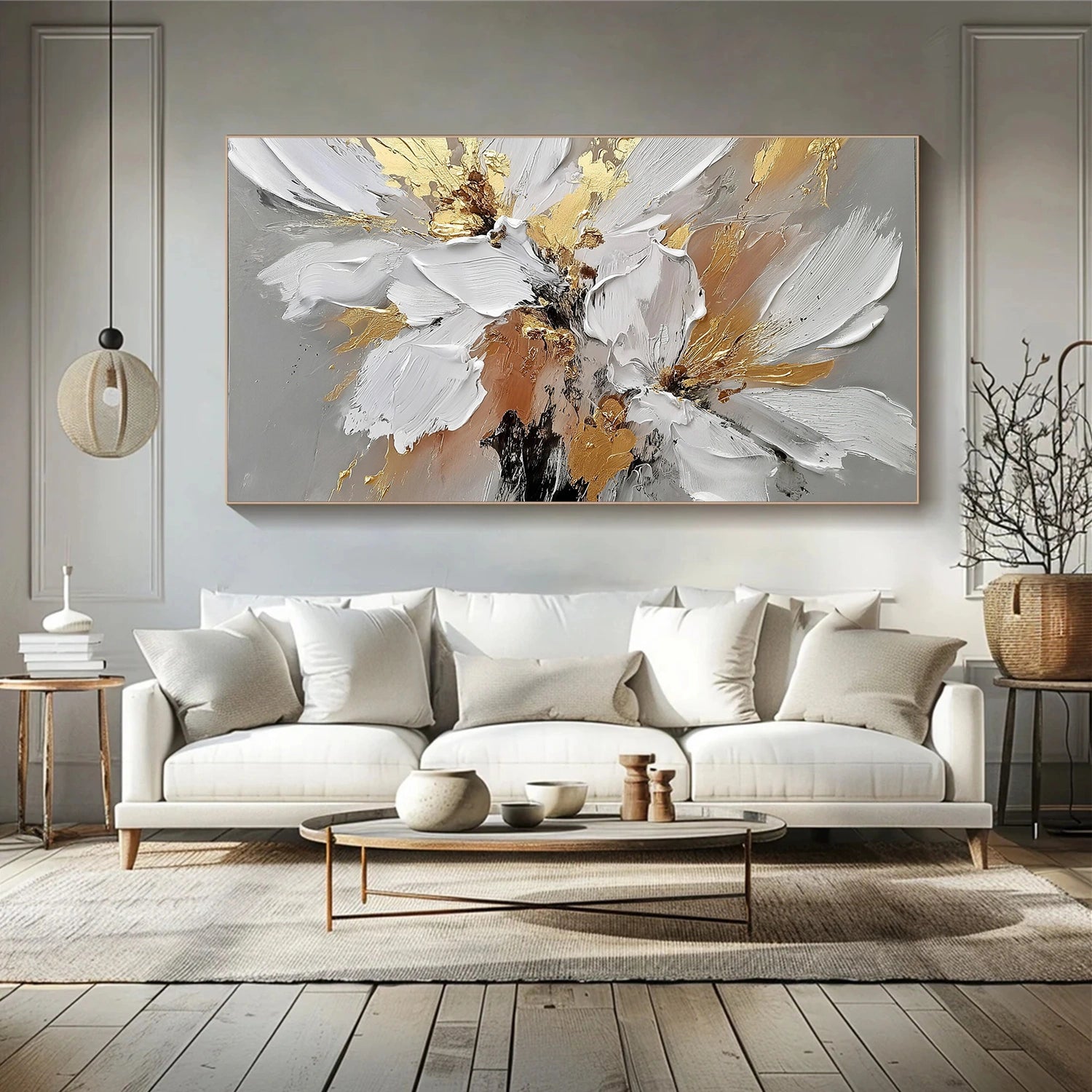 Abstract Flower And Tree Textured Wall Art #FT009