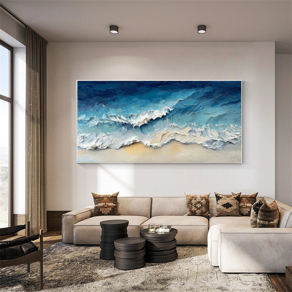 Abstract Ocean And Sky Textured Wall Art #OS136