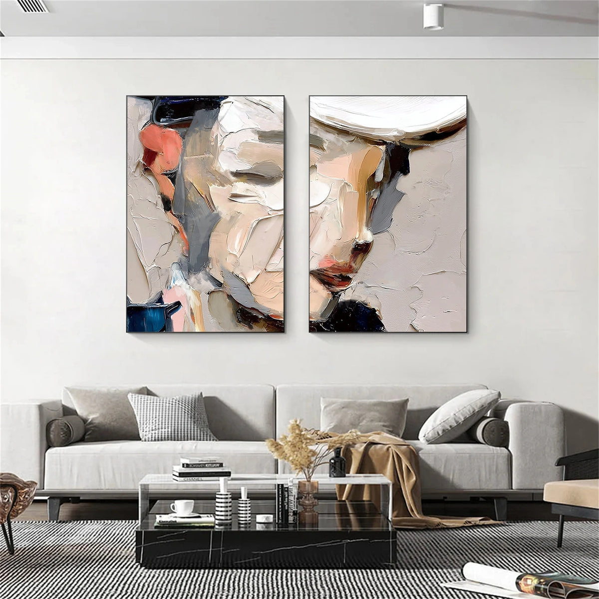 Abstract Portrait Textured Wall Art Set of 2 #LA018
