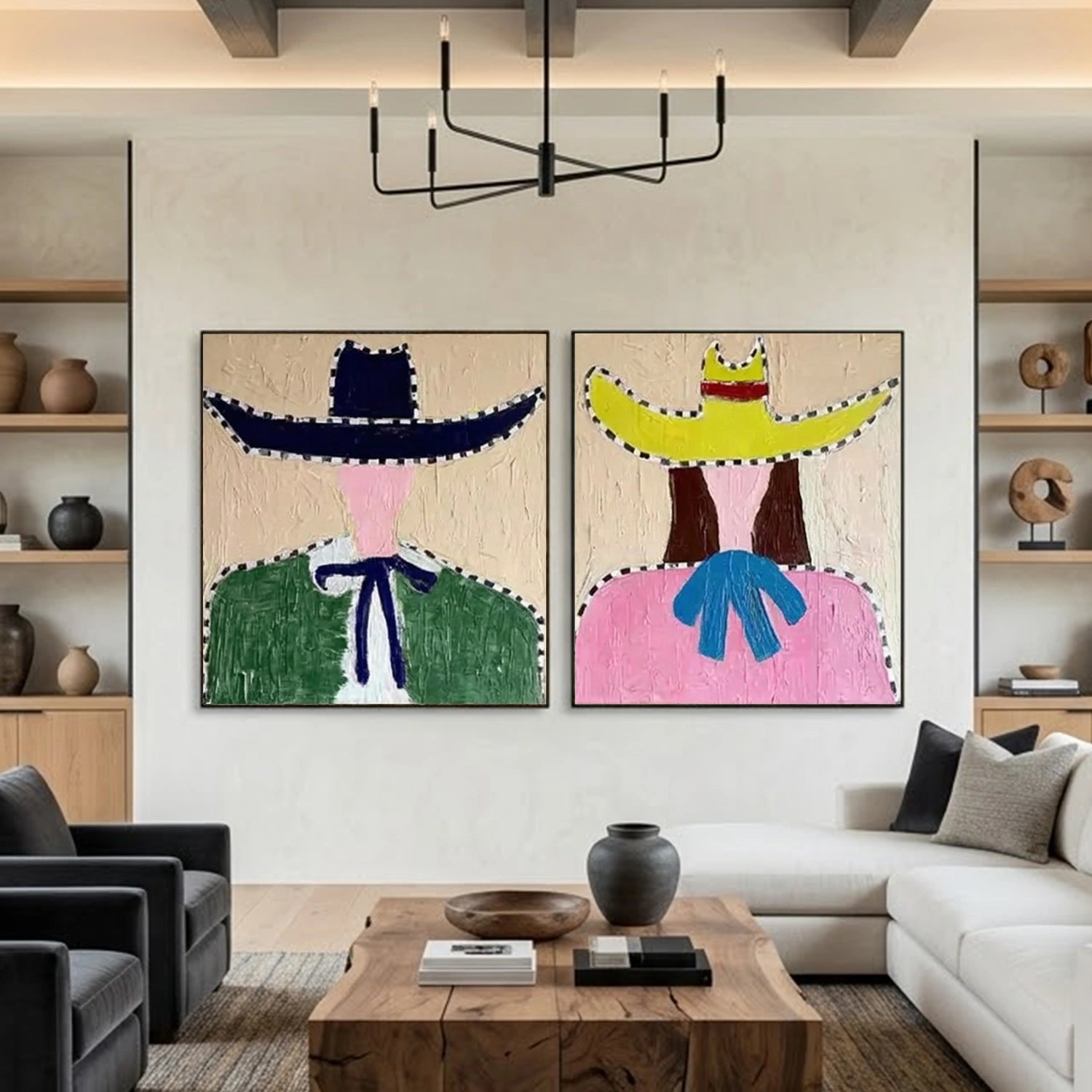 Western Cowboy Wall Art Square Set of 2 #AC055