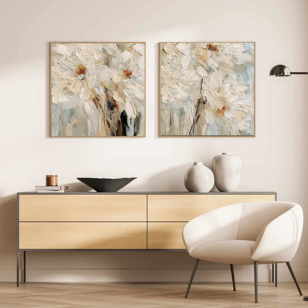 Abstract Flower And Tree Textured Wall Art Set of 2 #FT031