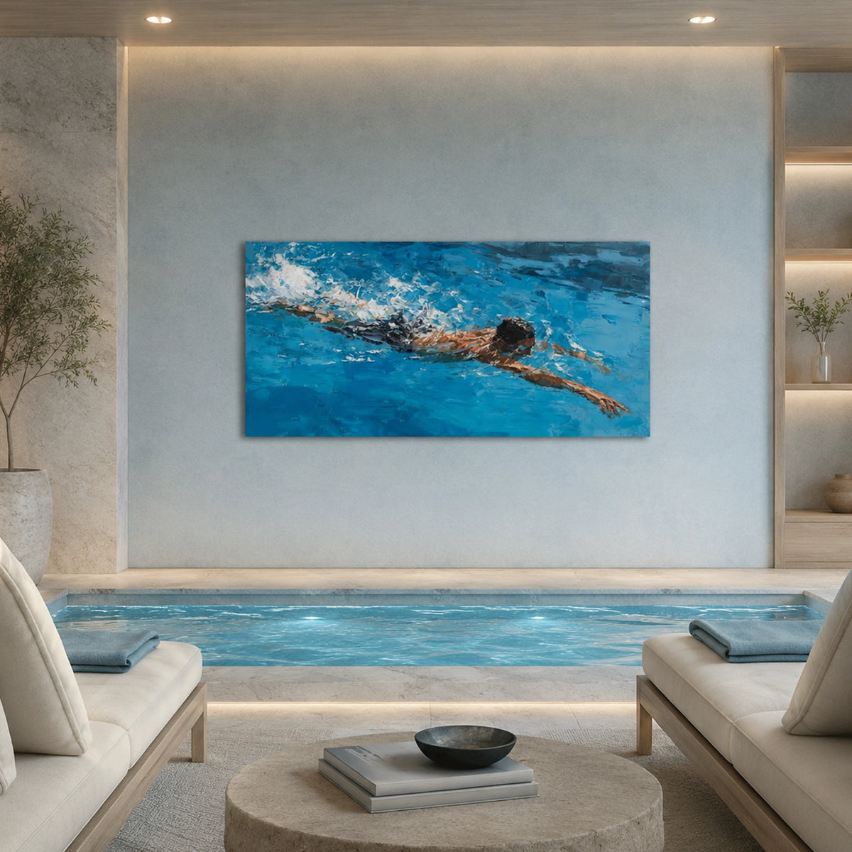 Swimming Sports Textured Wall Art #SC035