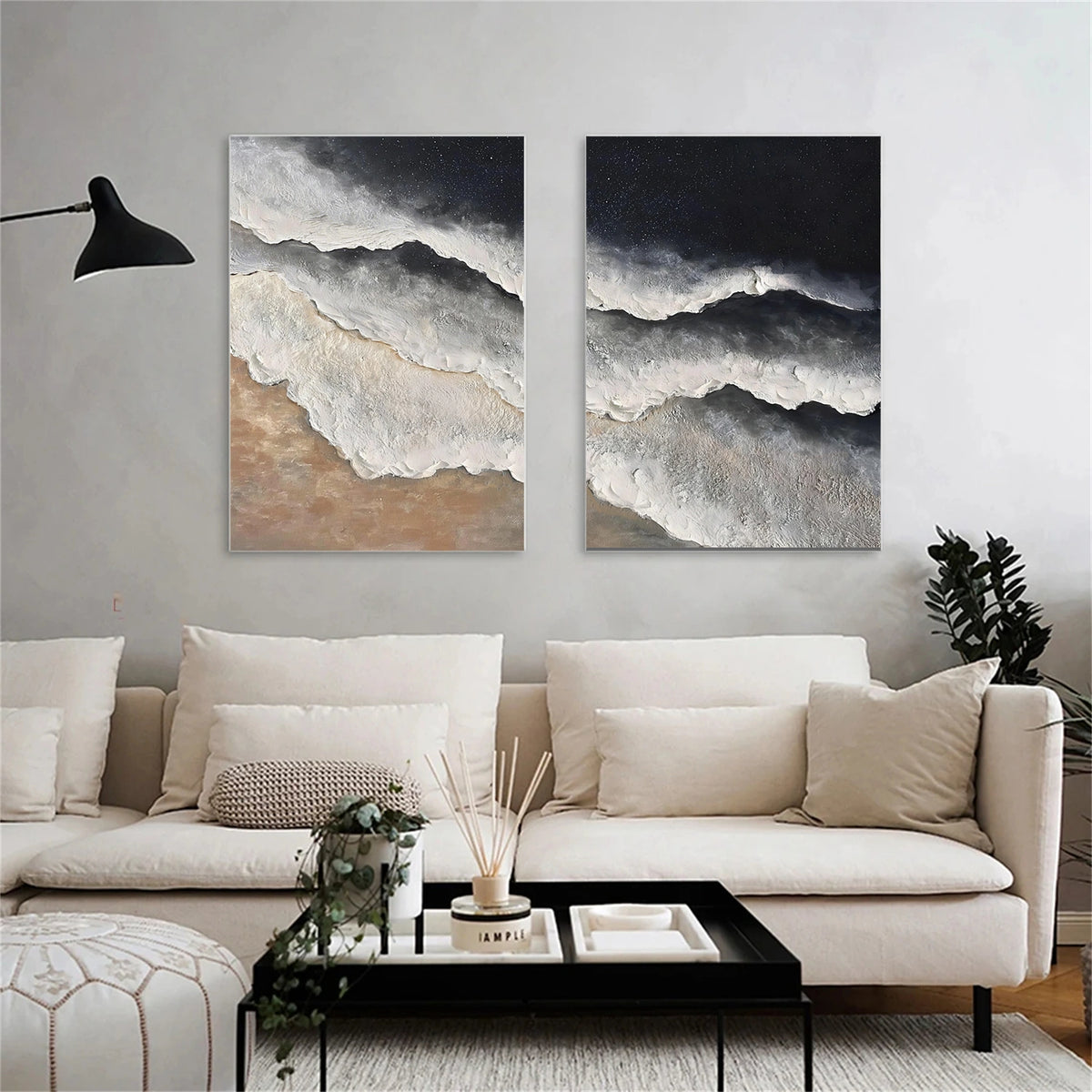 Abstract Ocean And Sky Textured Wall Art Set of 2 #OS130