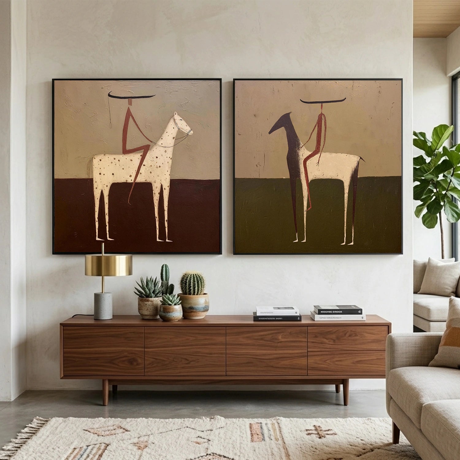 Western Cowboy Wall Art Square Set of 2 #AC073