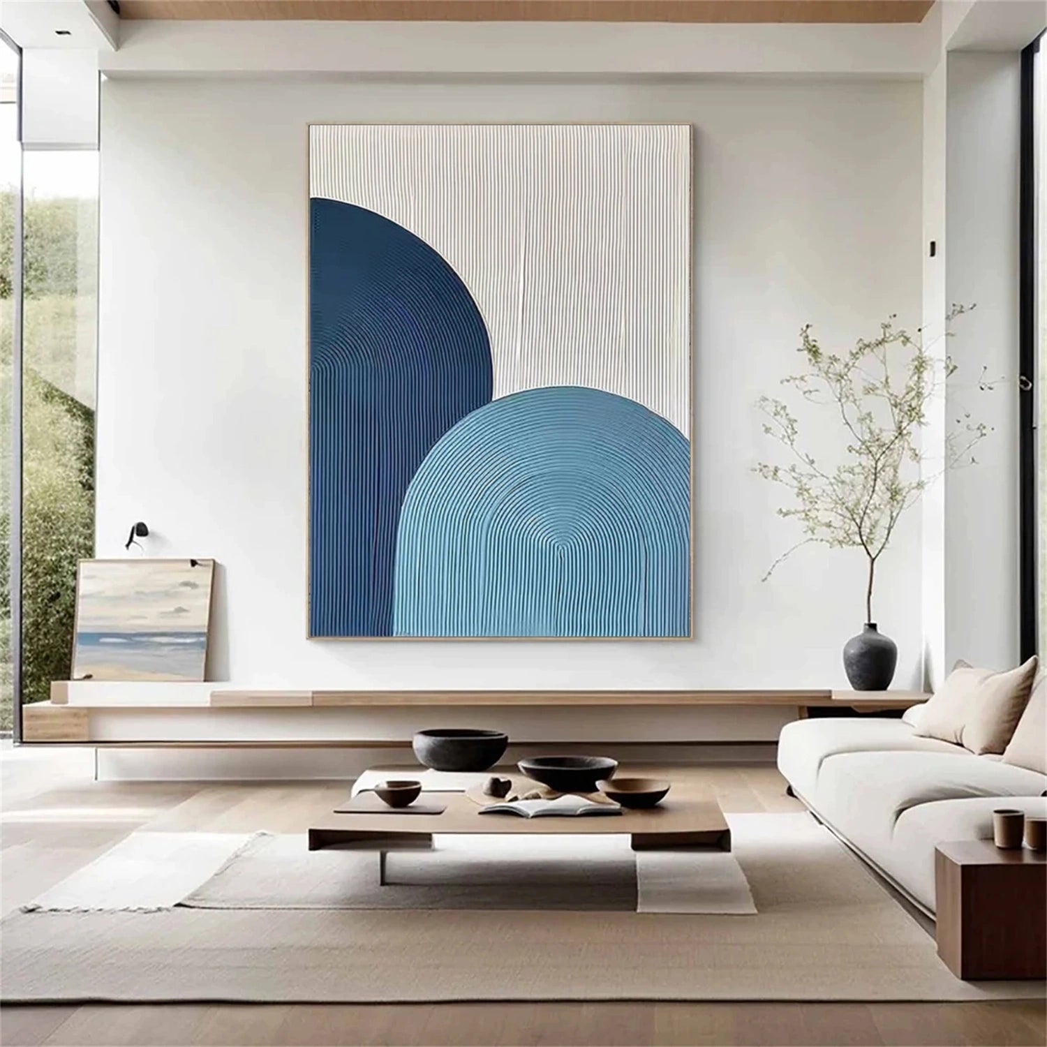 Blue Minimalist Textured Wall Art #MW007