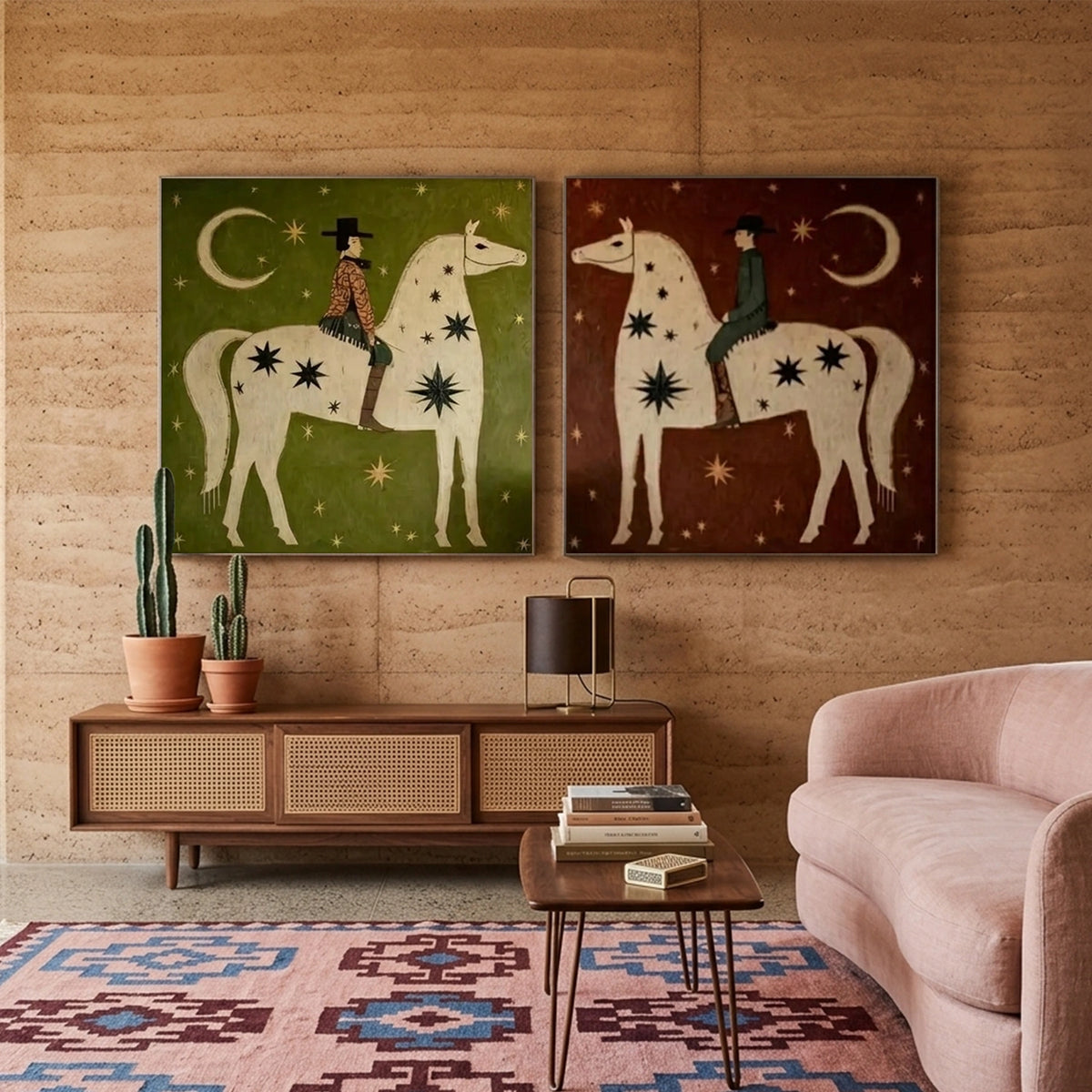 Western Cowboy Wall Art Square Set of 2 #AC062