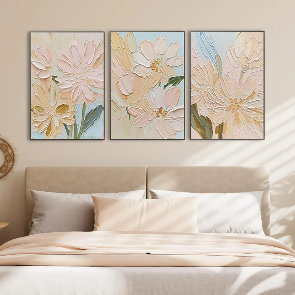Abstract Flower And Tree Textured Wall Art Set of 3 #FT032