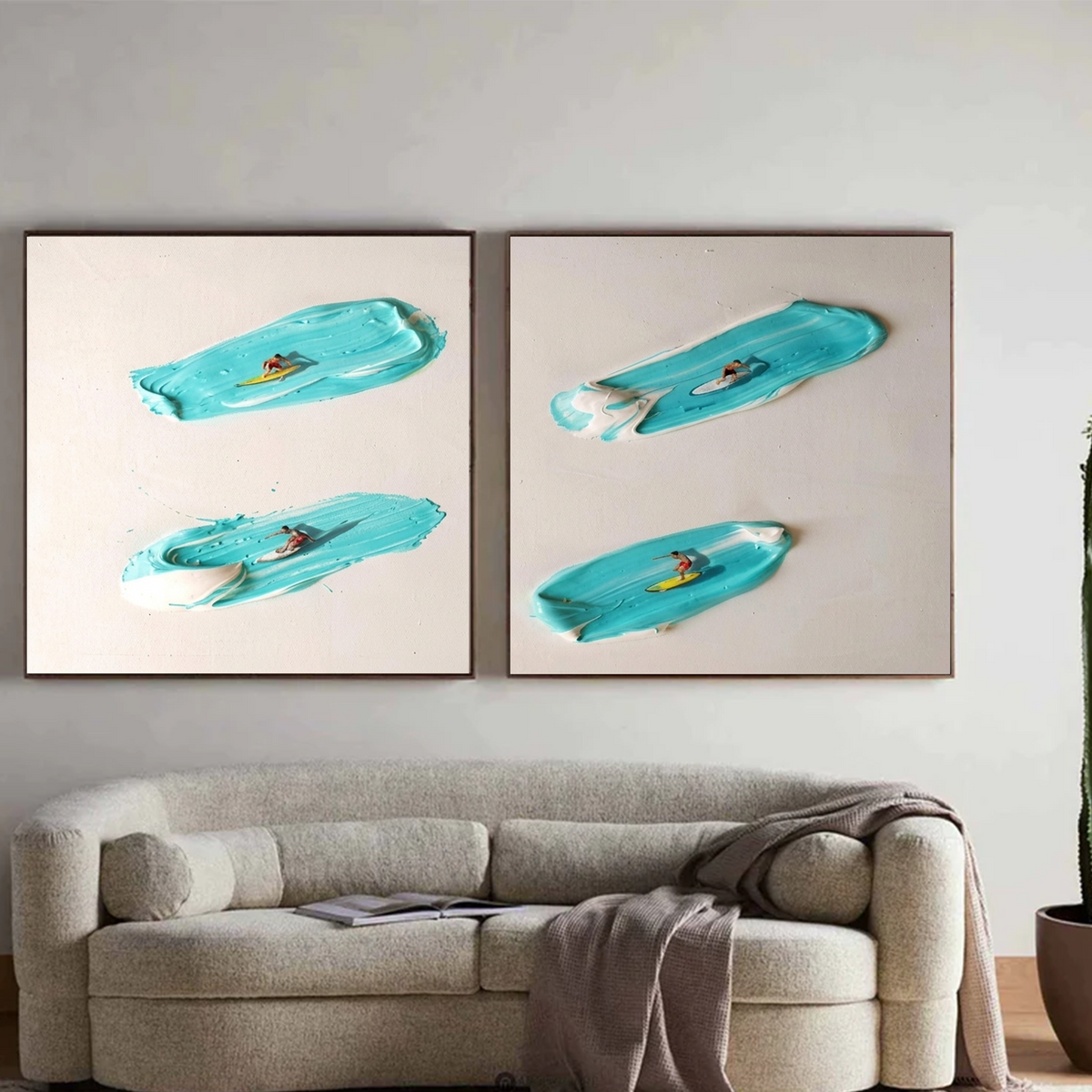 Surfing Sports Textured Wall Art Set of 2 #SC051