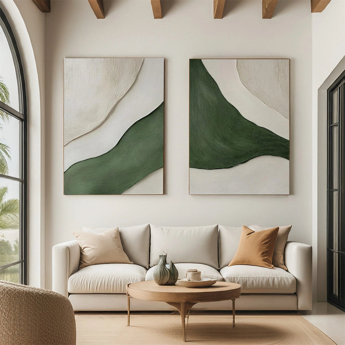 Green Minimalist Textured Wall Art Set of 2 #MW004