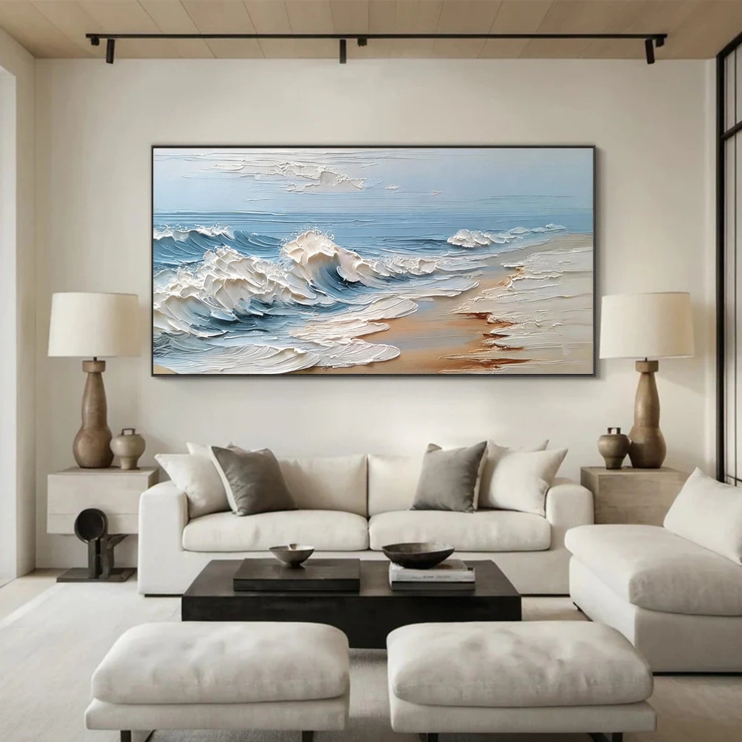 Abstract Ocean And Sky Textured Wall Art #OS058