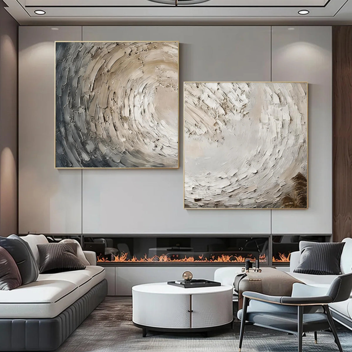 Abstract Ocean And Sky Textured Wall Art Set of 2 #OS144