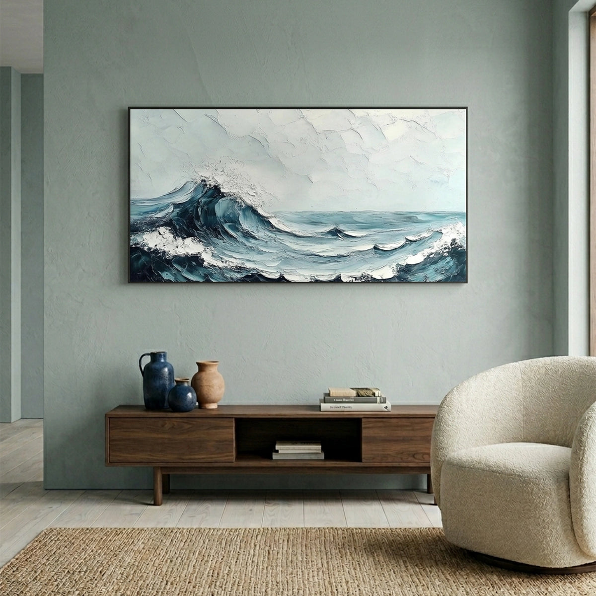 Abstract Ocean And Sky Textured Wall Art #OS061
