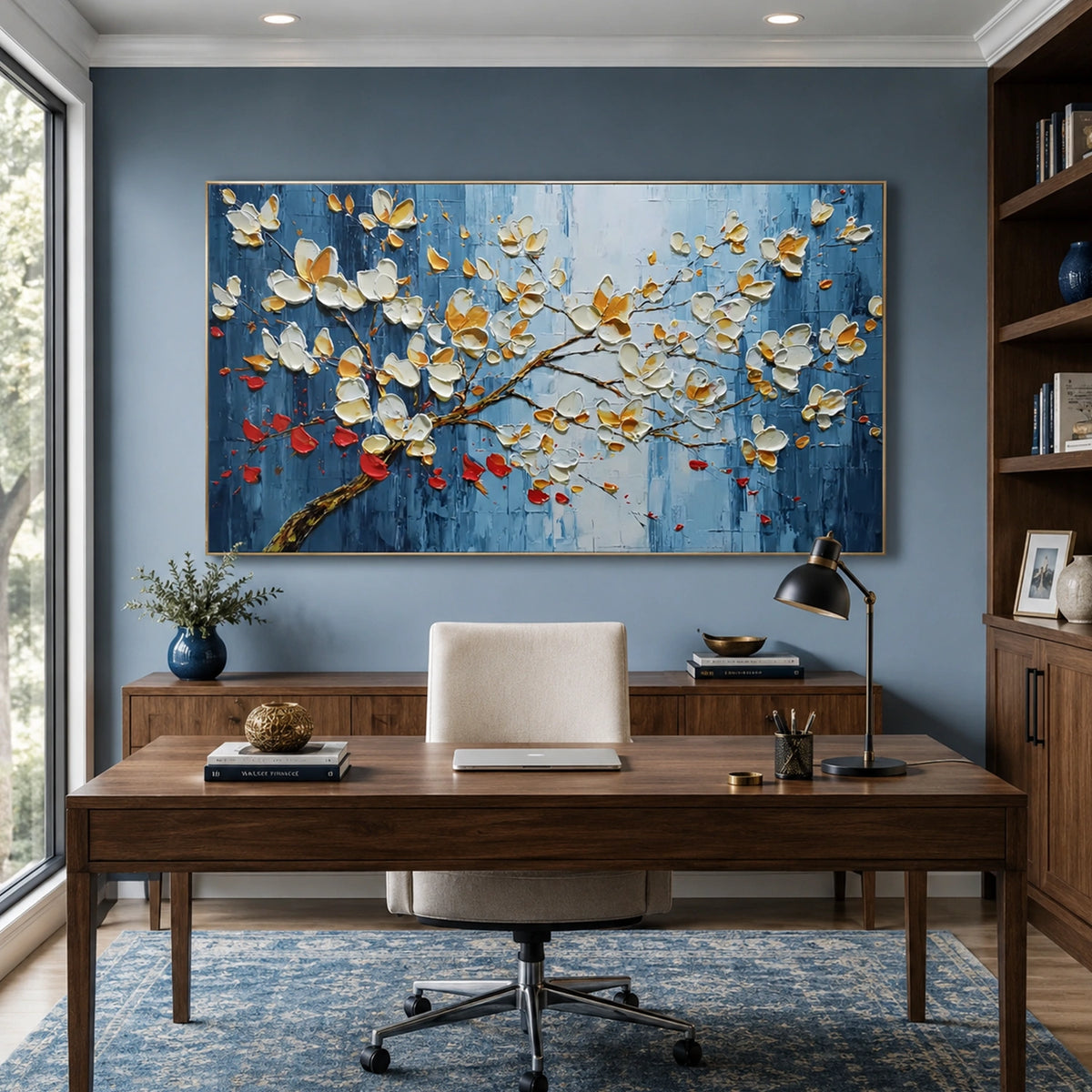 Abstract Flower And Tree Textured Wall Art #FT055
