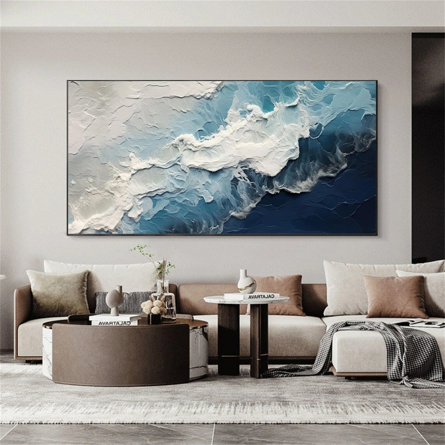 Abstract Ocean And Sky Textured Wall Art #OS052