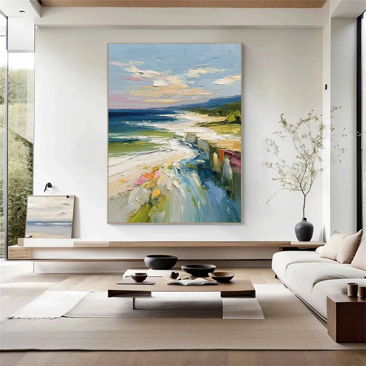 Abstract Ocean And Sky Textured Wall Art #OS030