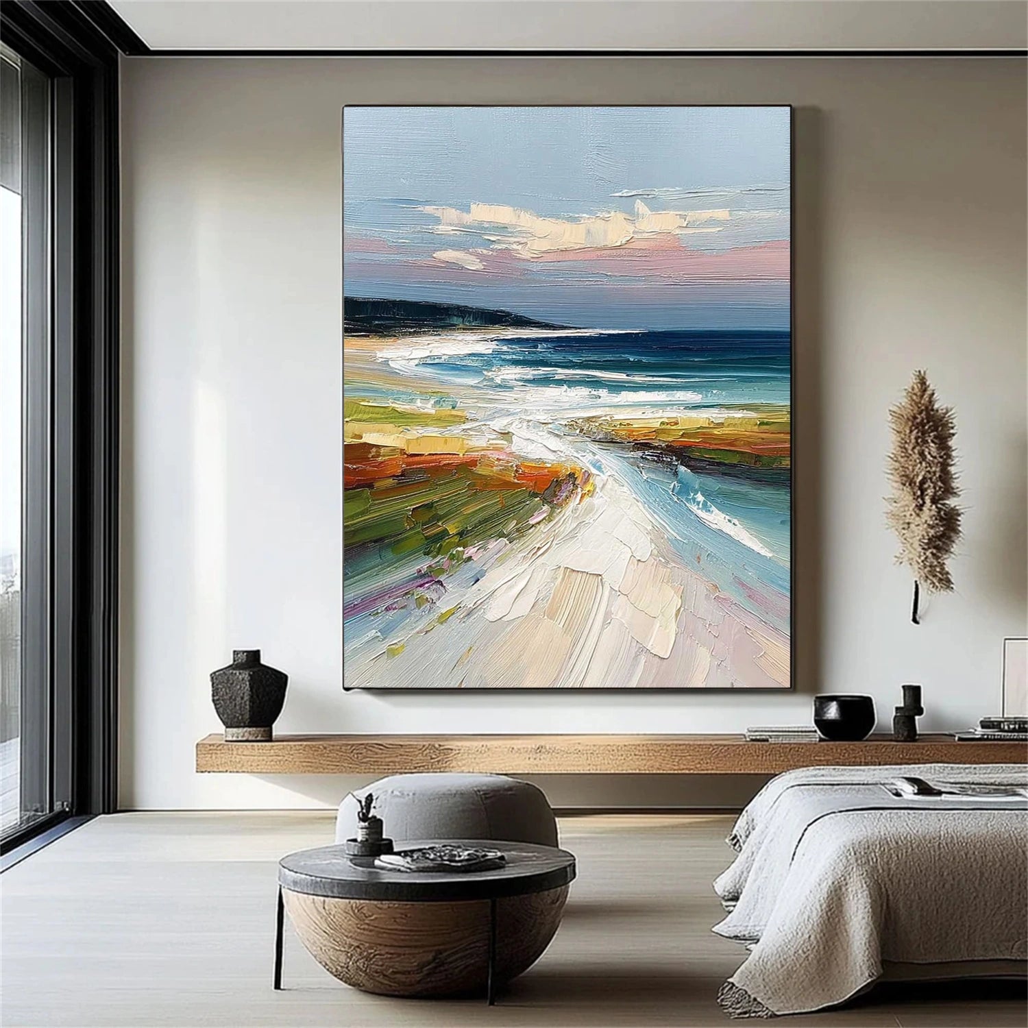 Abstract Ocean And Sky Textured Wall Art #OS032