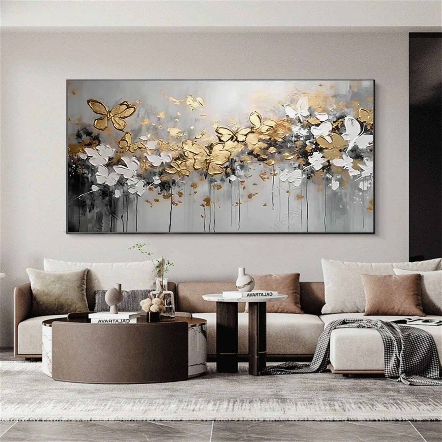 Abstract Flower And Tree Textured Wall Art #FT042