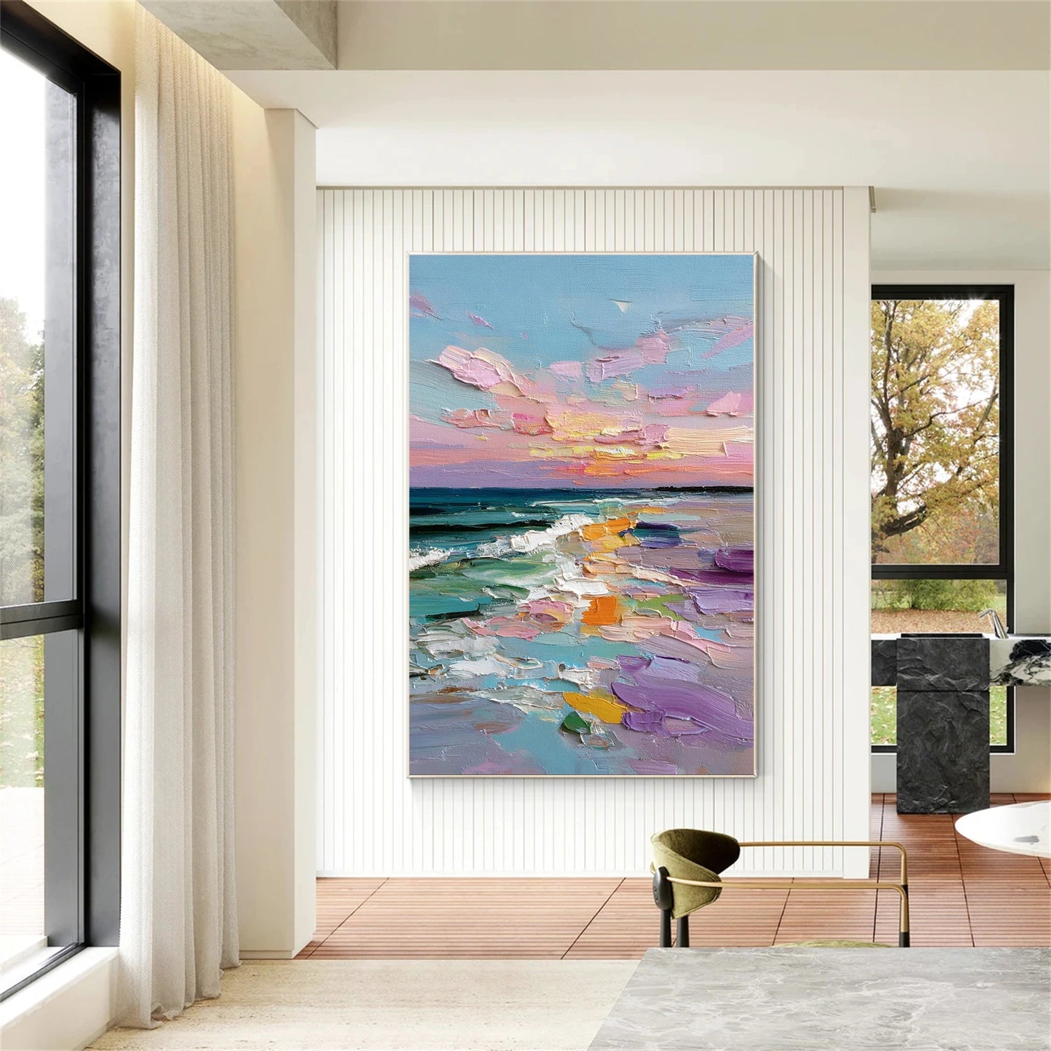 Abstract Ocean And Sky Textured Wall Art #OS031