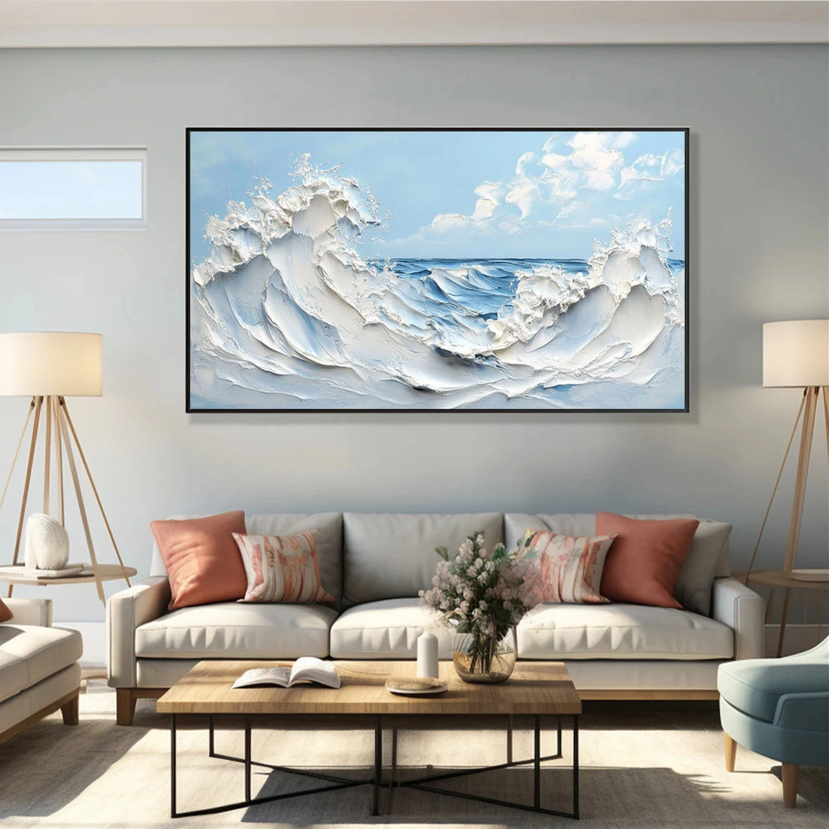 Abstract Ocean And Sky Textured Wall Art #OS053