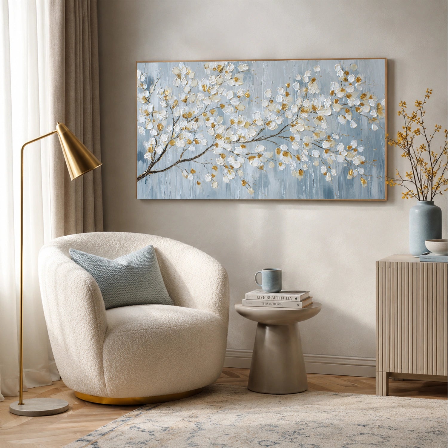 Abstract Flower And Tree Textured Wall Art #FT058