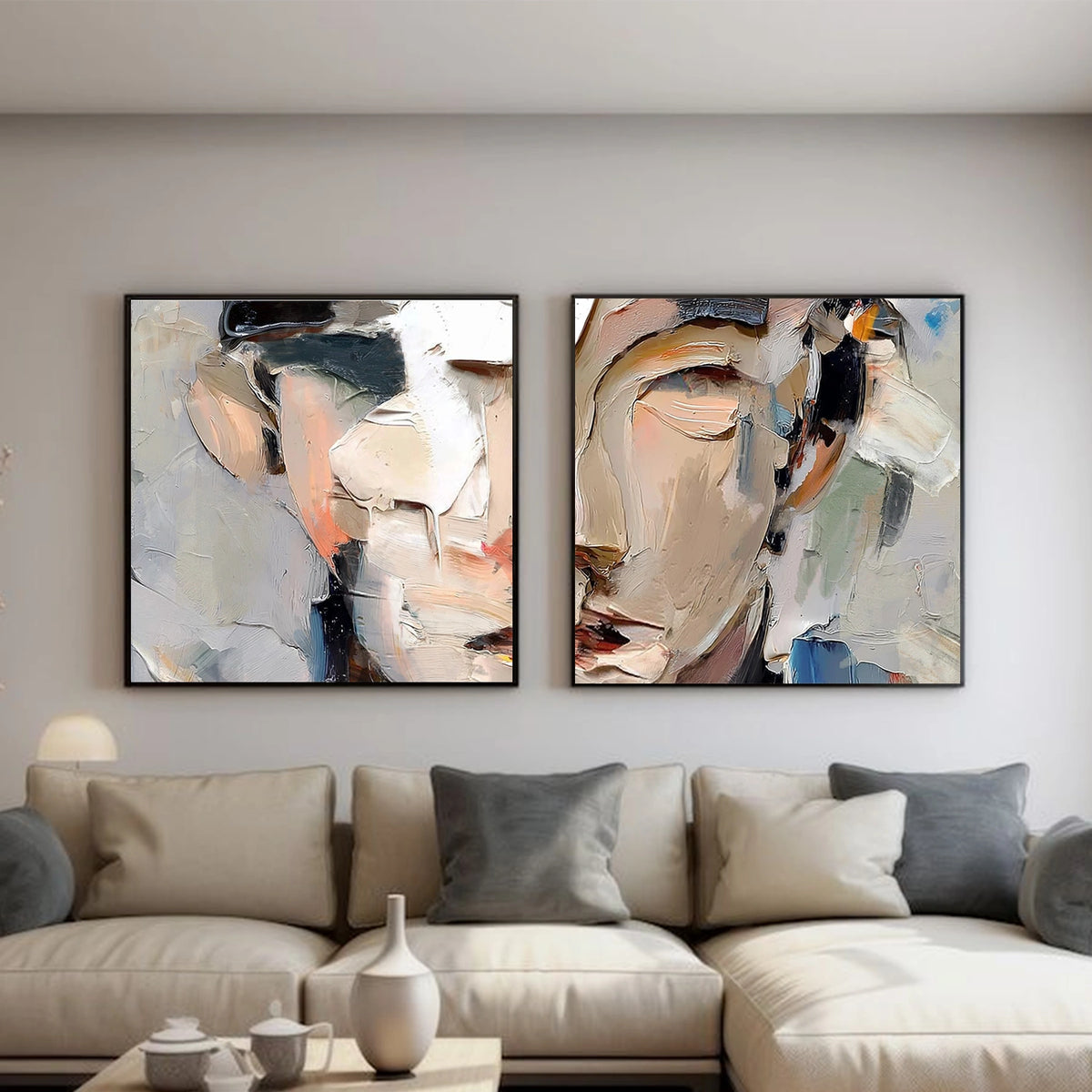 Abstract Portrait Textured Wall Art Set of 2 #LA019