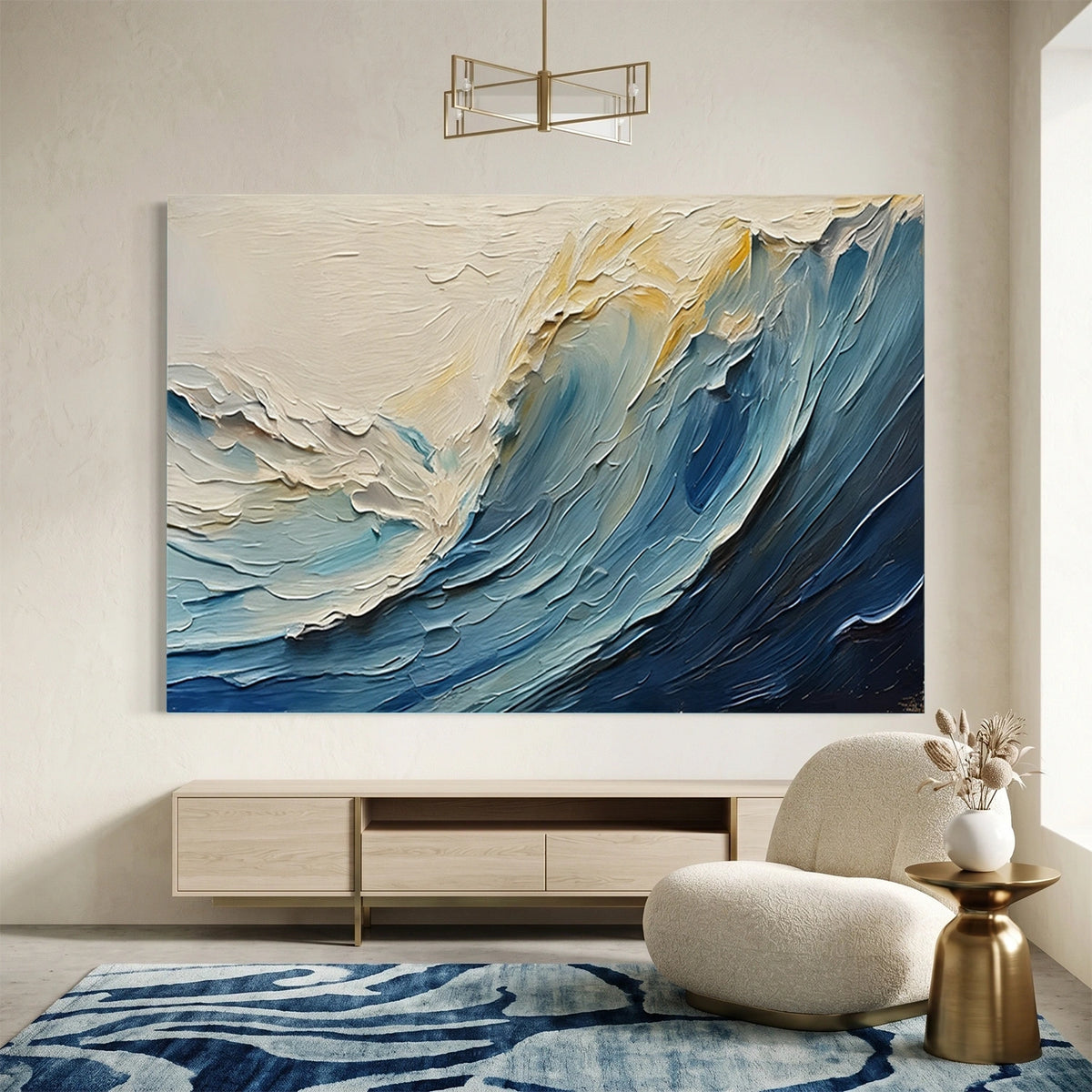 Abstract Ocean And Sky Textured Wall Art #OS060