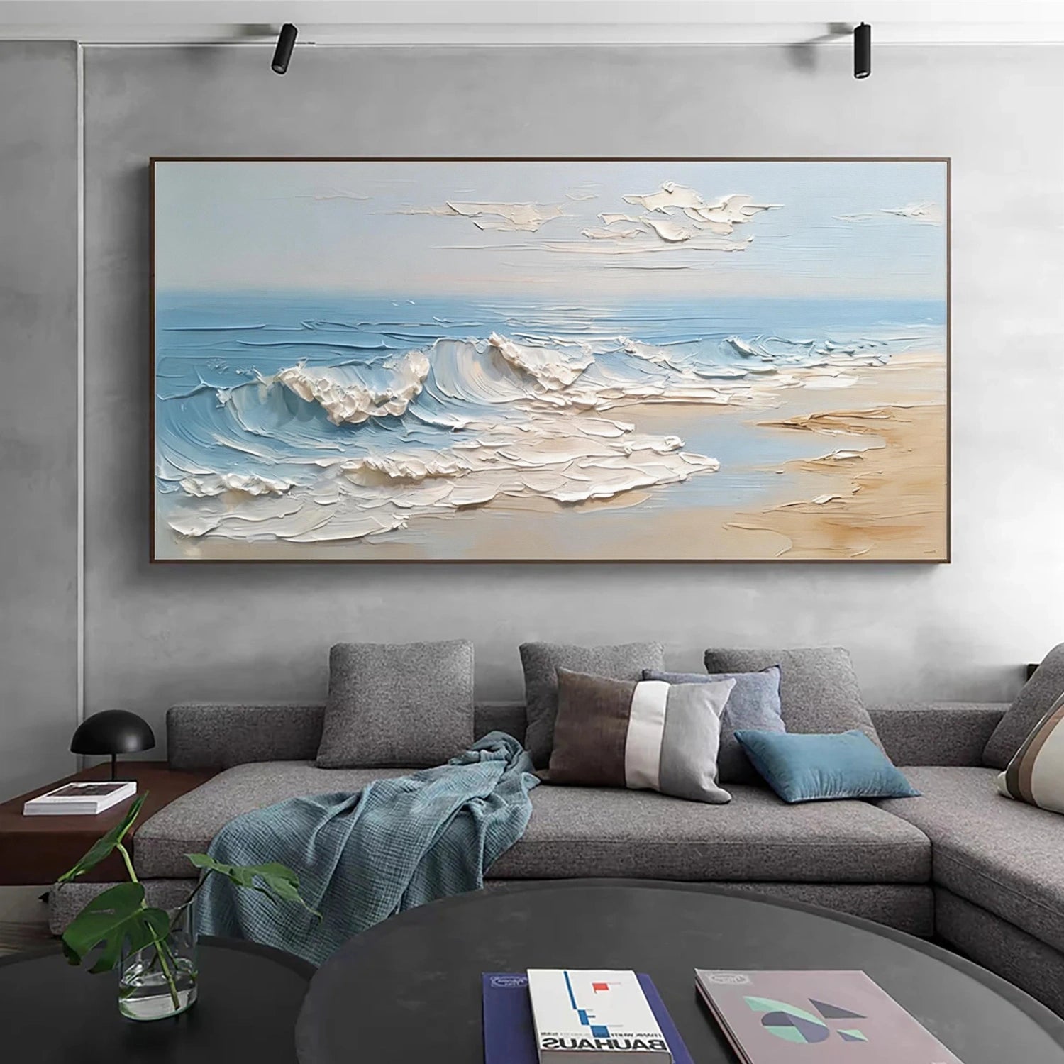 Abstract Ocean And Sky Textured Wall Art #OS057