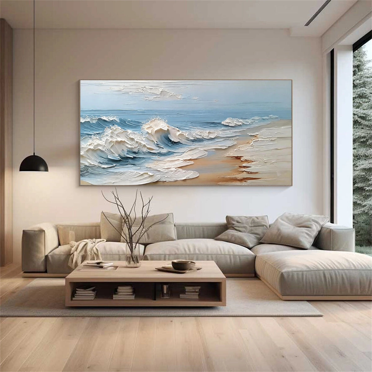 Abstract Ocean And Sky Textured Wall Art #OS058