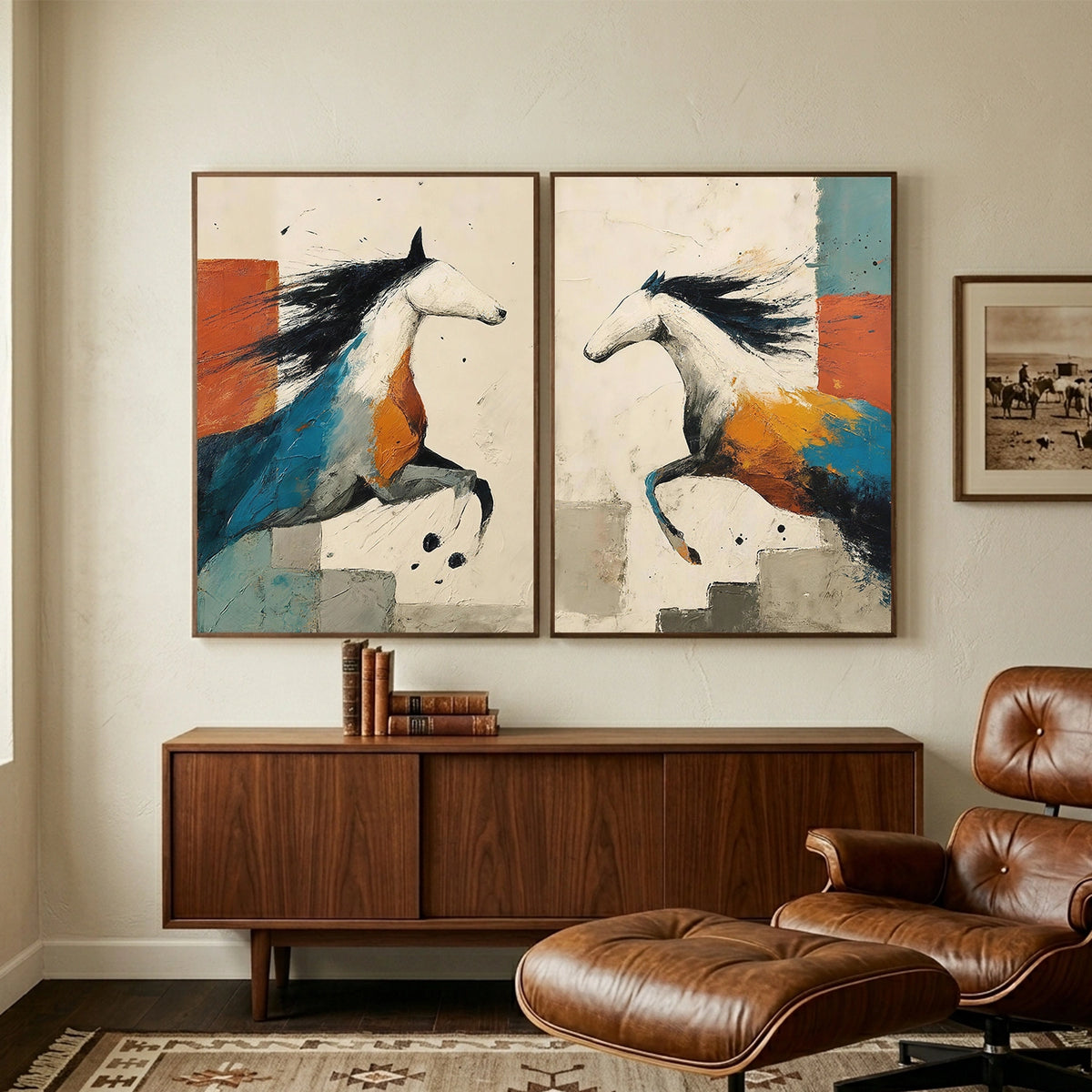 Abstract Animal Horse Wall Art Set of 2 #AN044