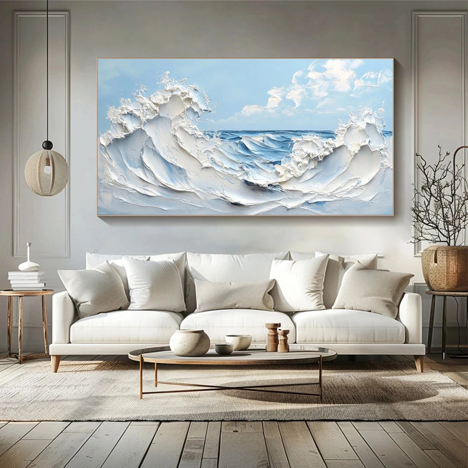 Abstract Ocean And Sky Textured Wall Art #OS053