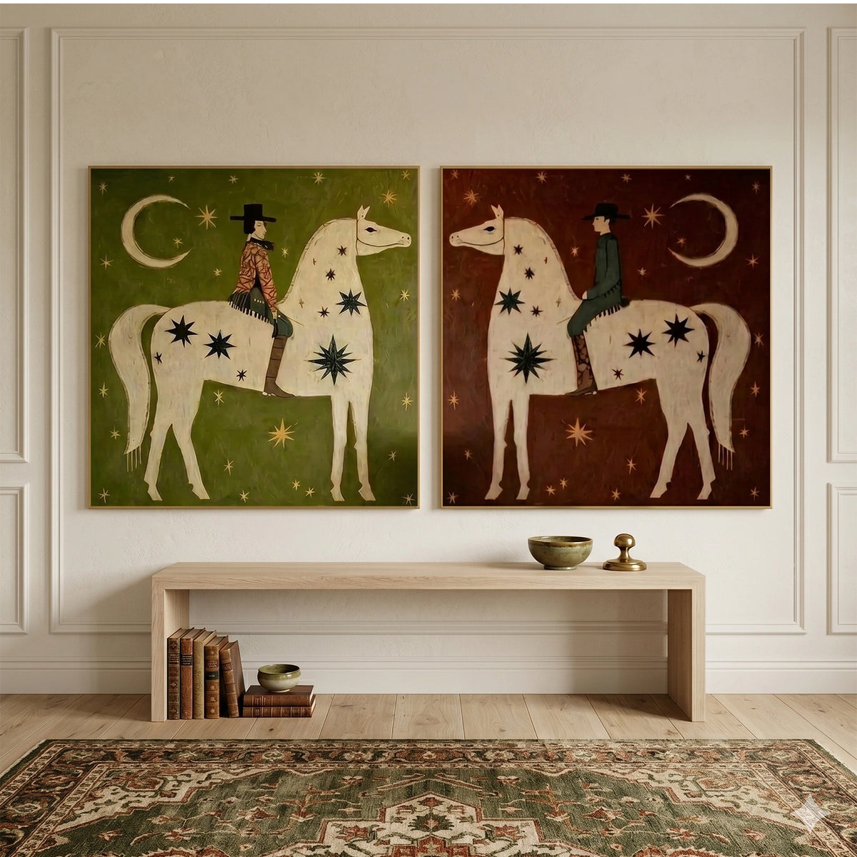 Western Cowboy Wall Art Square Set of 2 #AC062