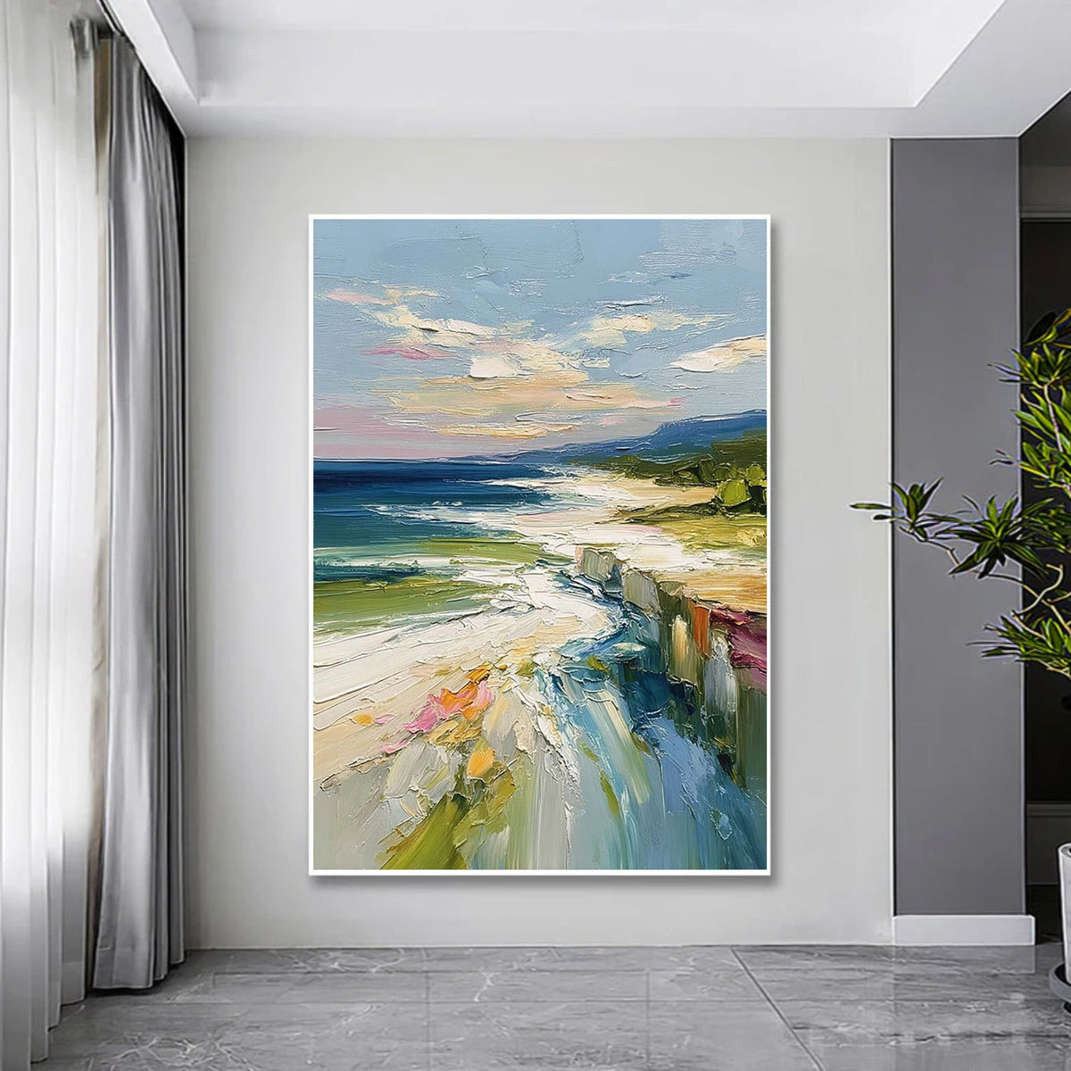Abstract Ocean And Sky Textured Wall Art #OS030
