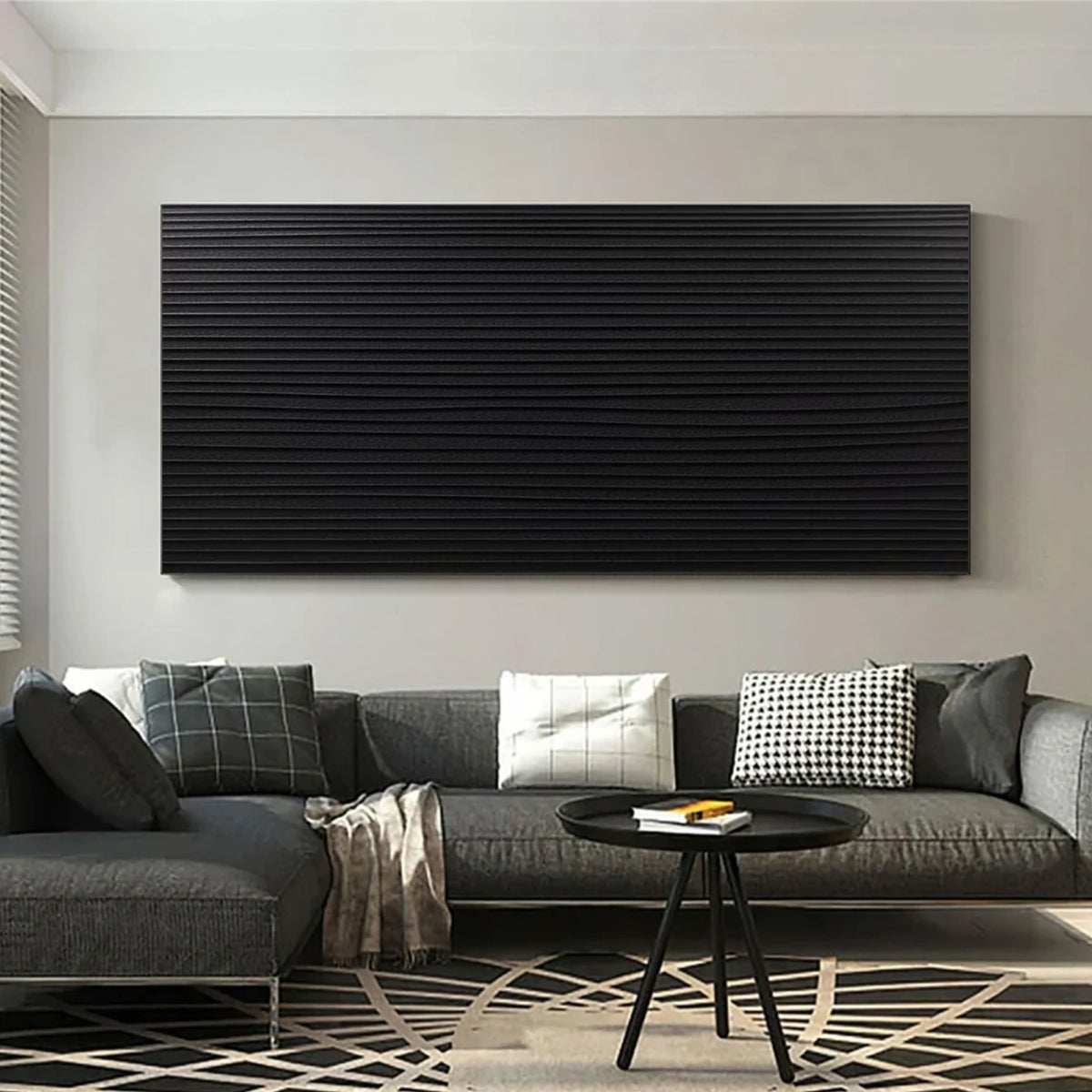 Black Minimalist Textured Wall Art #MW009