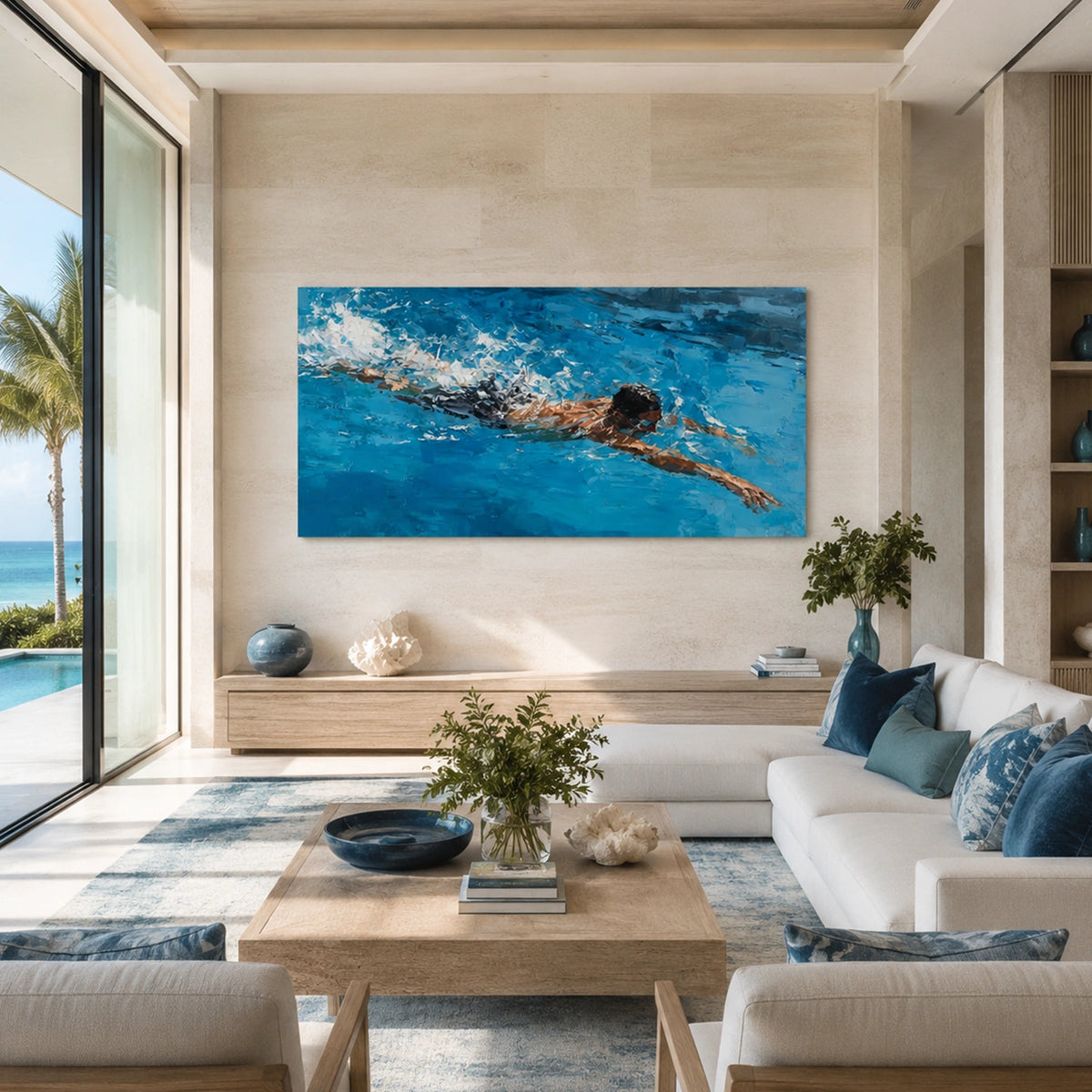 Swimming Sports Textured Wall Art #SC035