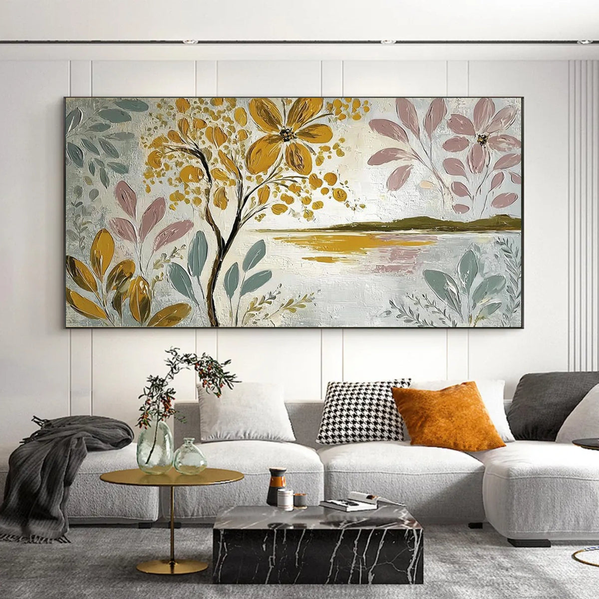 Abstract Flower And Tree Textured Wall Art #FT033
