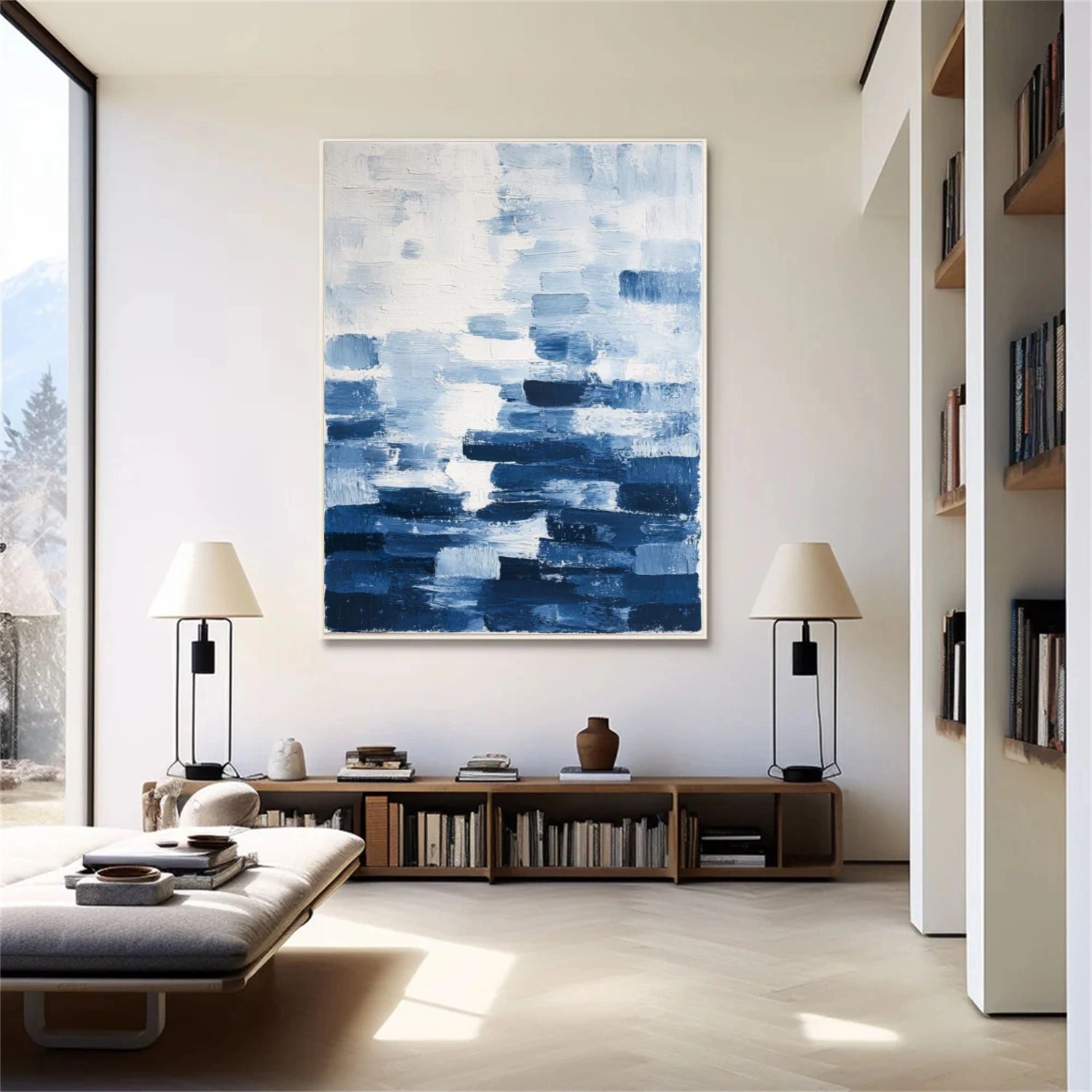 Blue Abstract Textured Wall Art #AW038