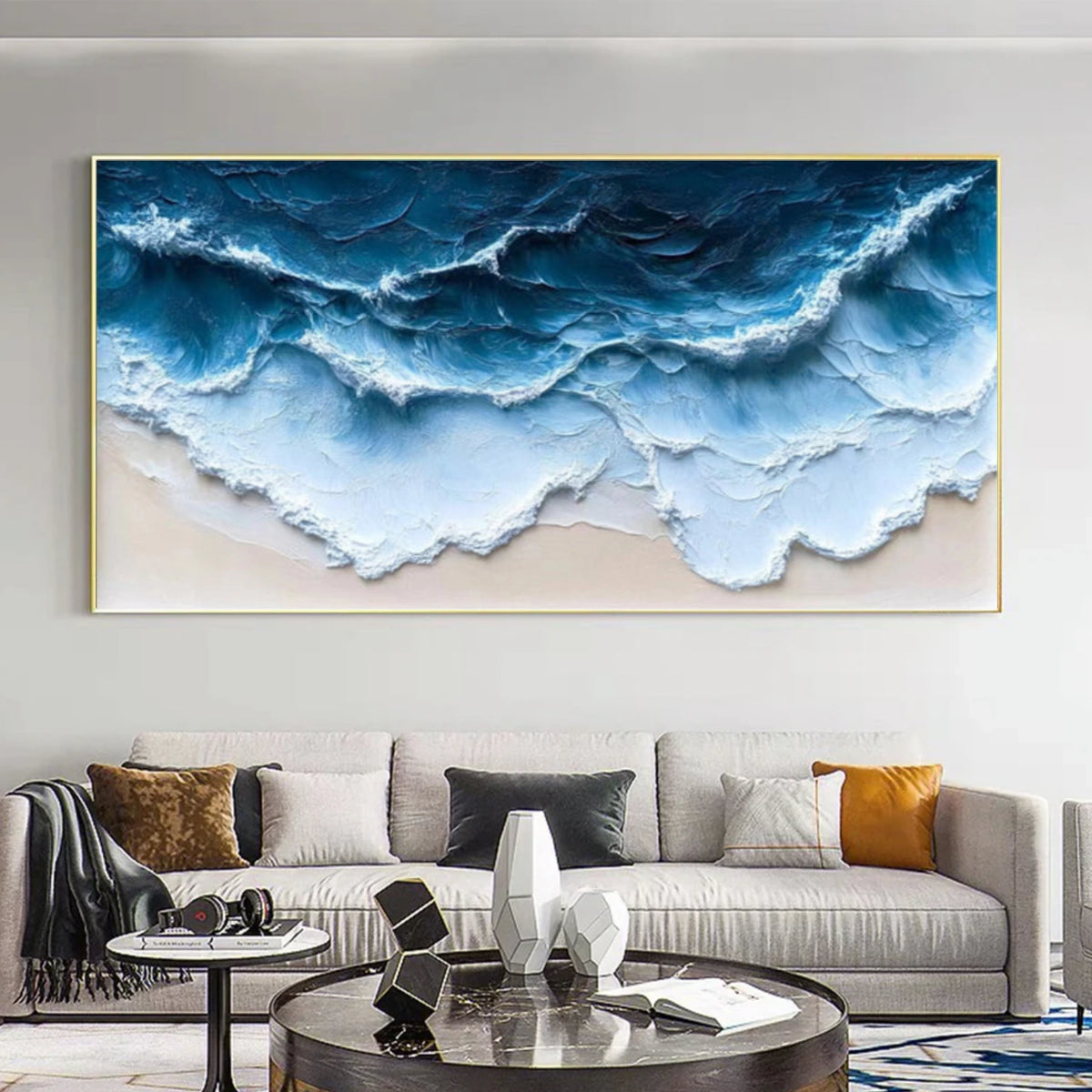 Abstract Ocean And Sky Textured Wall Art #OS137