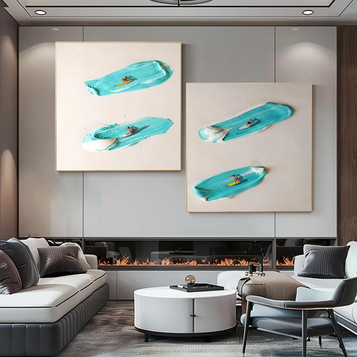 Surfing Sports Textured Wall Art Set of 2 #SC051