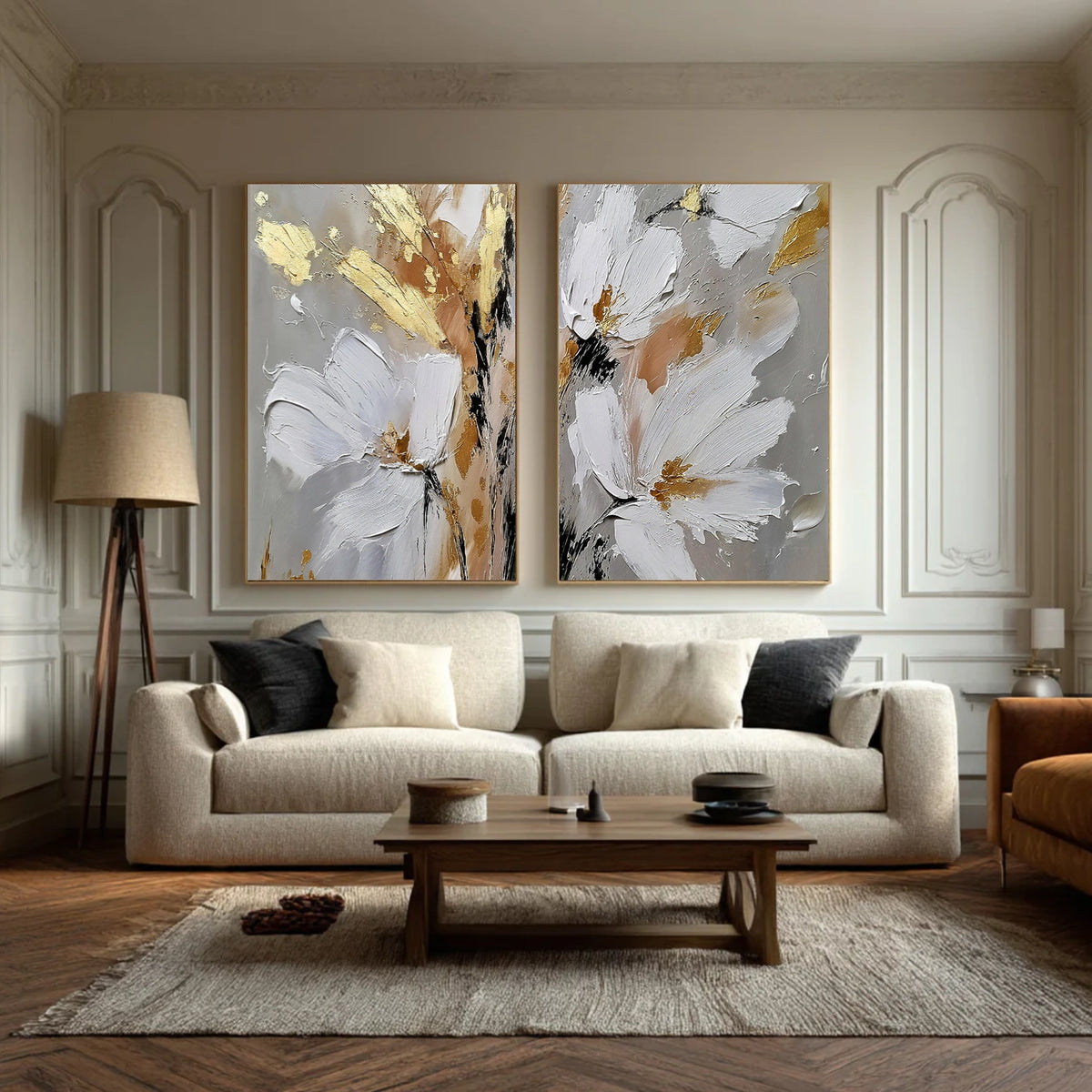 Abstract Flower And Tree Textured Wall Art Set of 2 #FT015