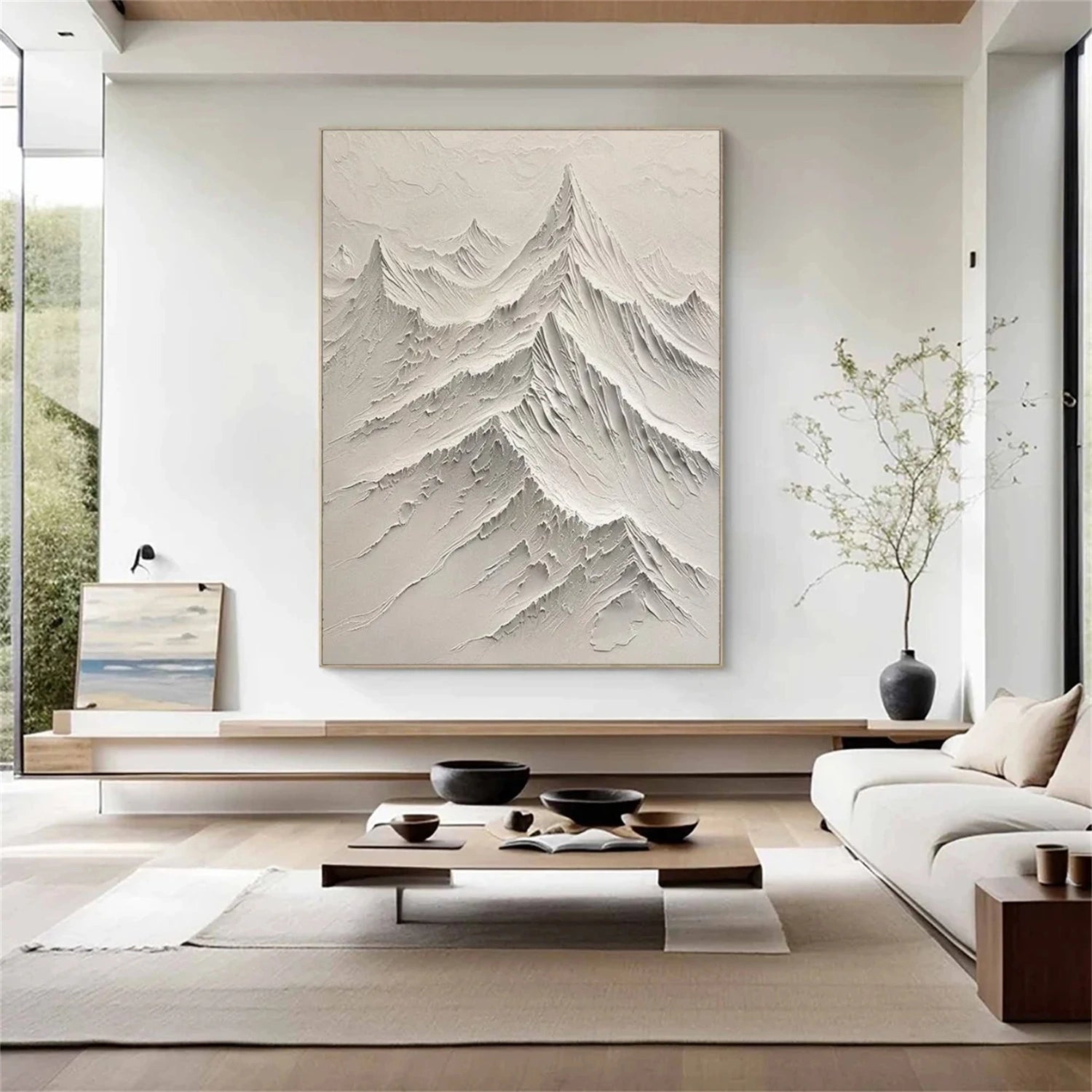 Beige Minimalist Mountain Textured Wall Art #MM041