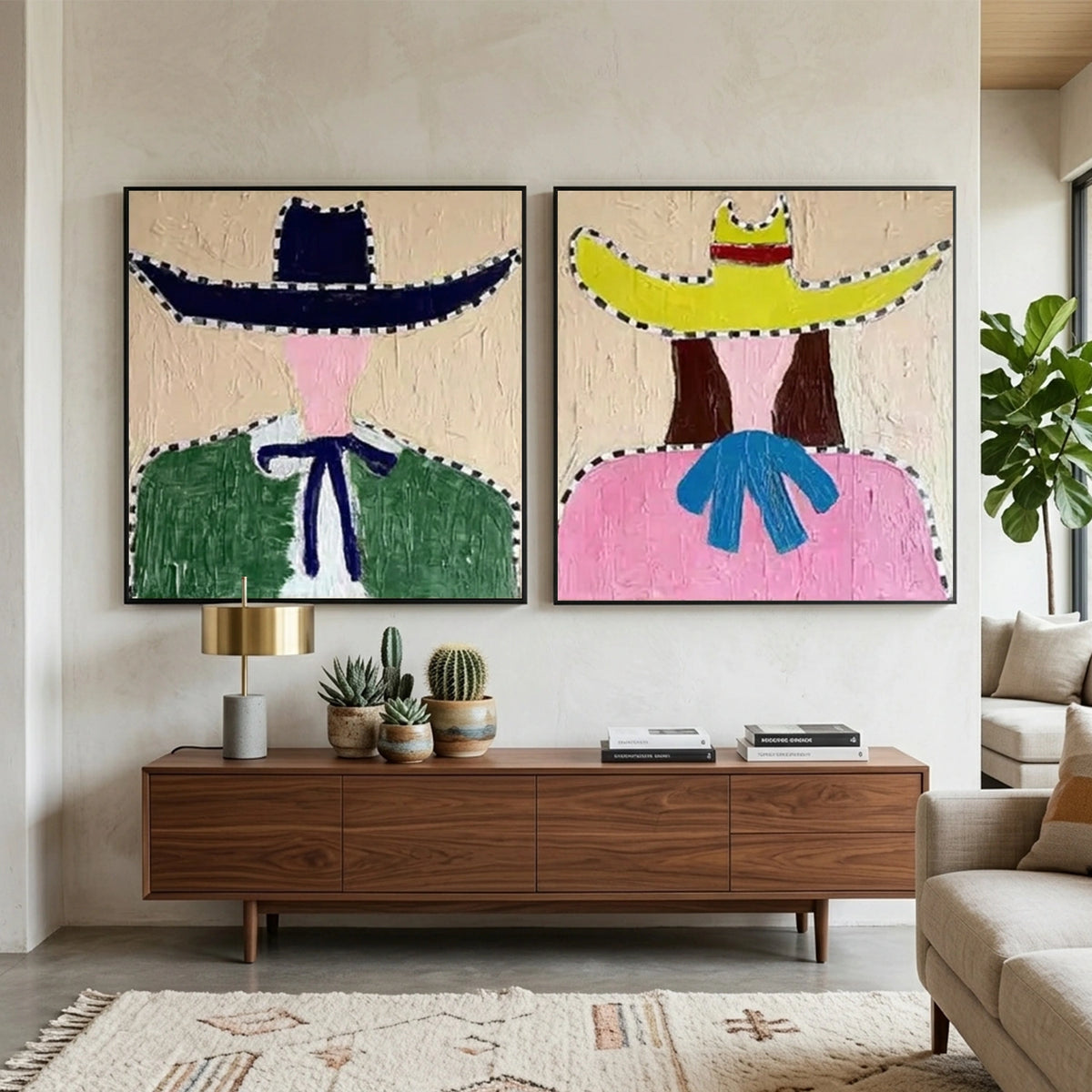 Western Cowboy Wall Art Square Set of 2 #AC055