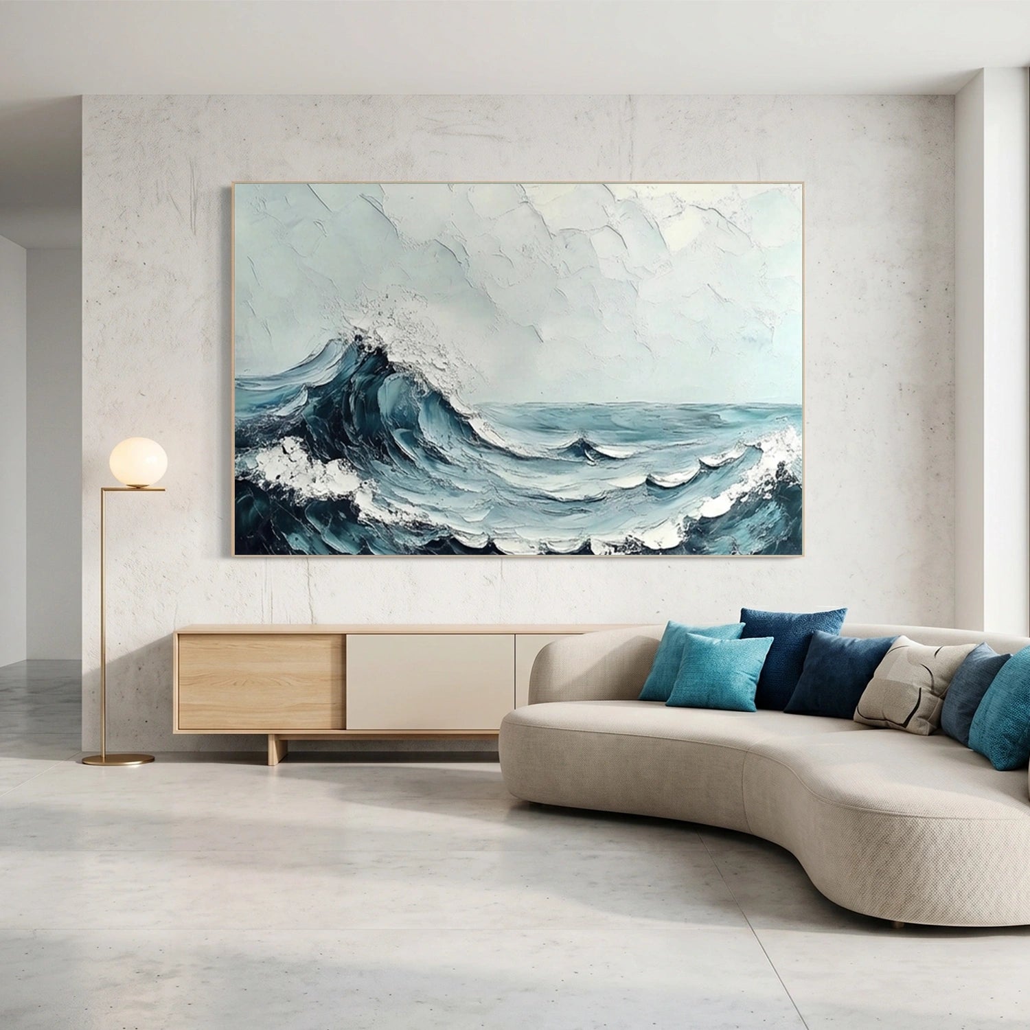 Abstract Ocean And Sky Textured Wall Art #OS061