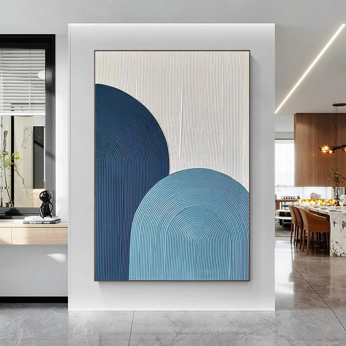 Blue Minimalist Textured Wall Art #MW007
