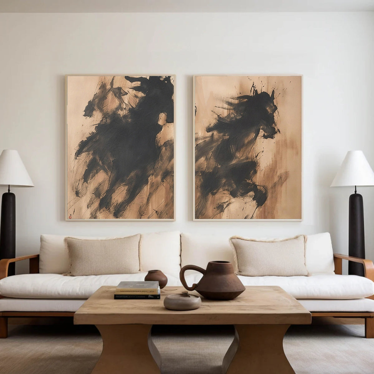 Abstract Animal Horse Wall Art Set of 2 #AN028